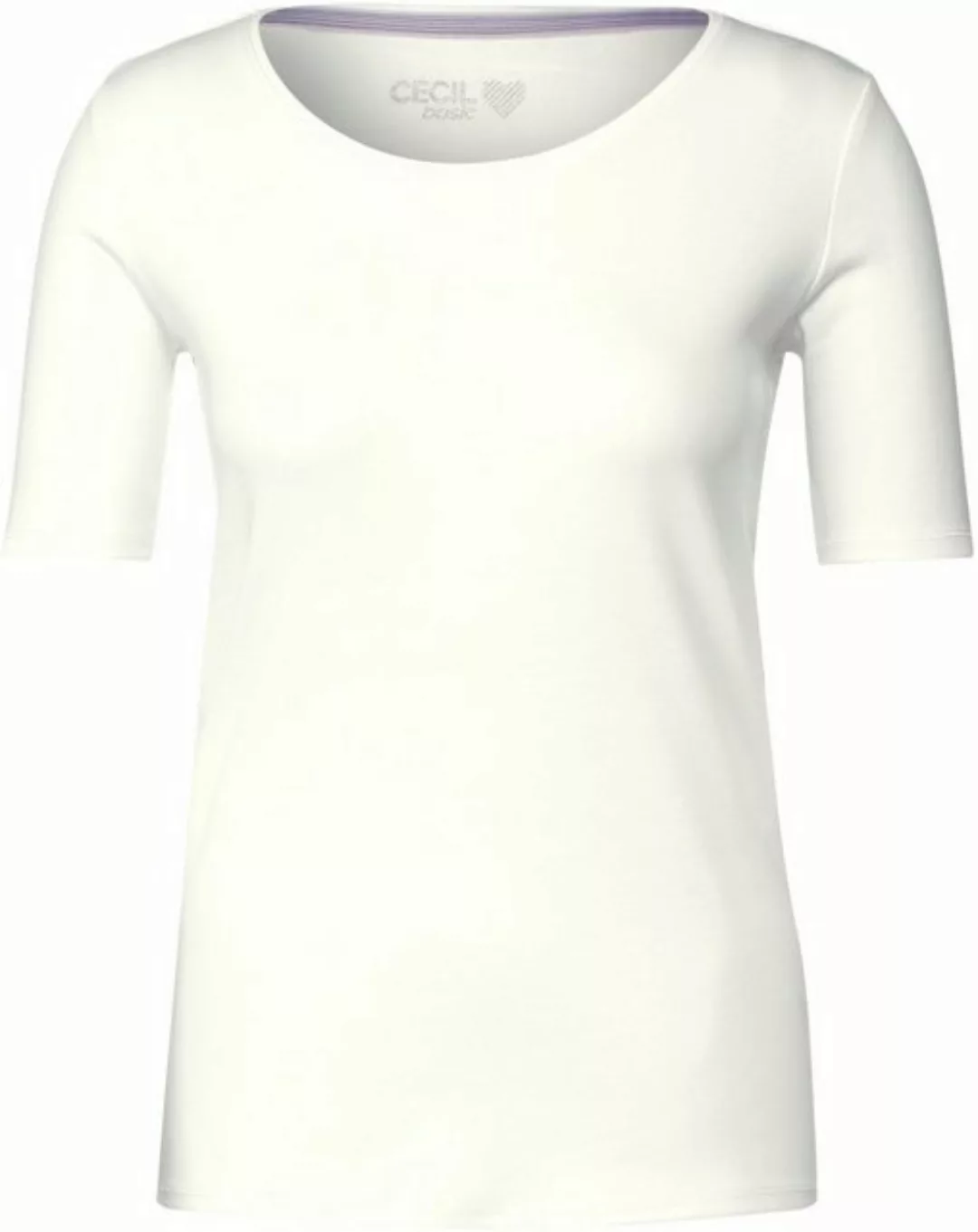 Cecil T-Shirt Cecil T-Shirt einfarbig in Vanilla White (1-tlg) Nicht Vorhan günstig online kaufen