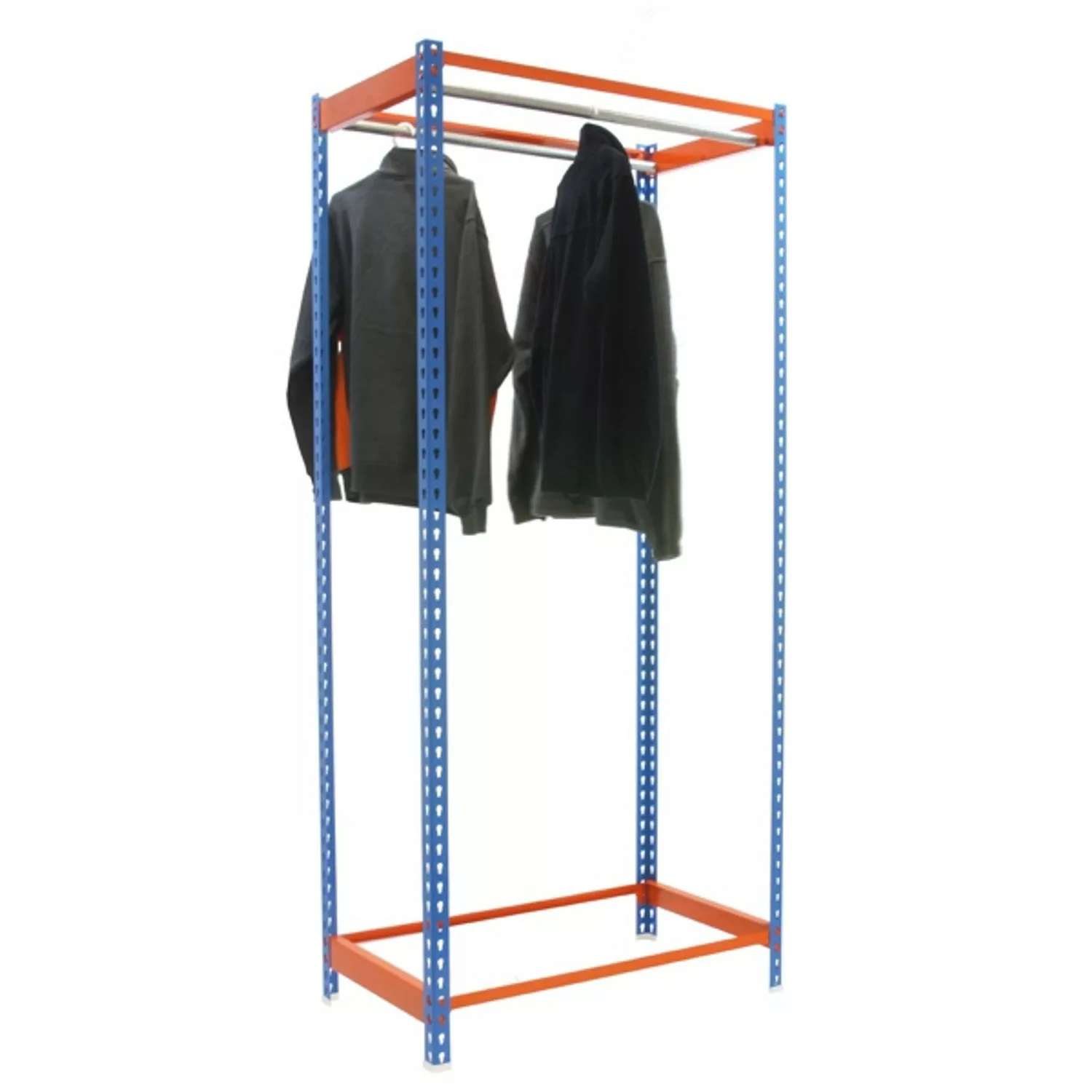 PROREGAL Kleiderstangenregal Metal Einzel HxBxT 200 x 120 x 50 cm Blau/Oran günstig online kaufen