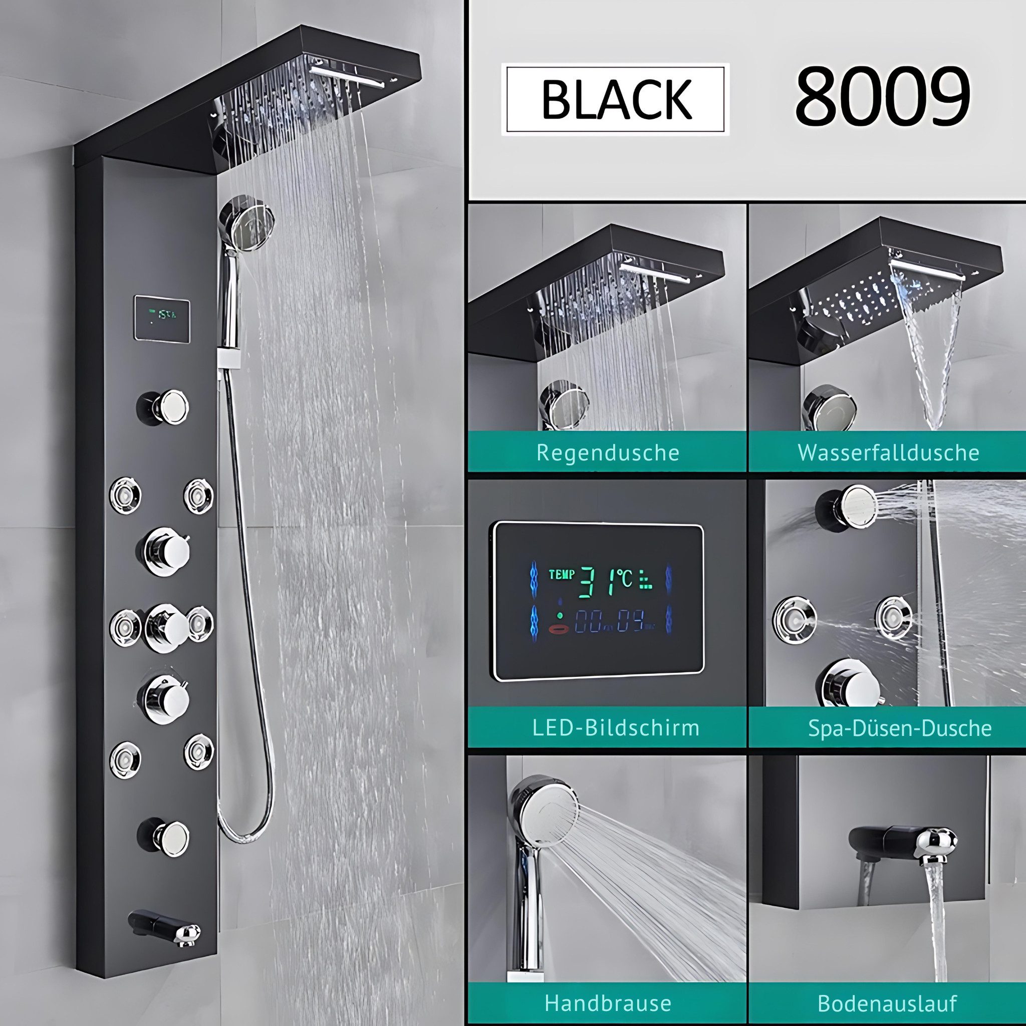 LuxaSteel Duscharmatur Regendusche, Duscharmatur Regendusche, Massage günstig online kaufen