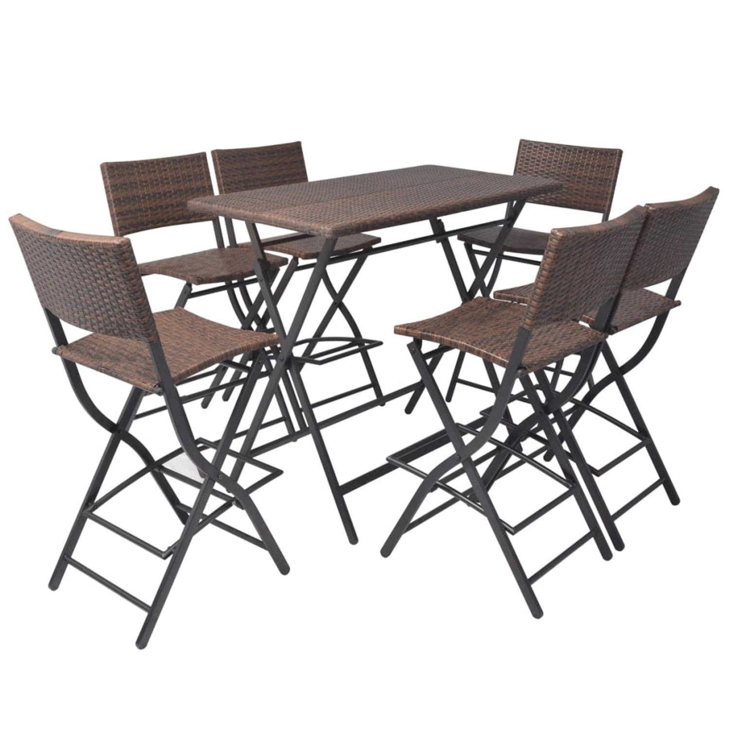 vidaXL 7-tlg Garten-Essgruppe Klappbar Stahl Poly Rattan Braun günstig online kaufen