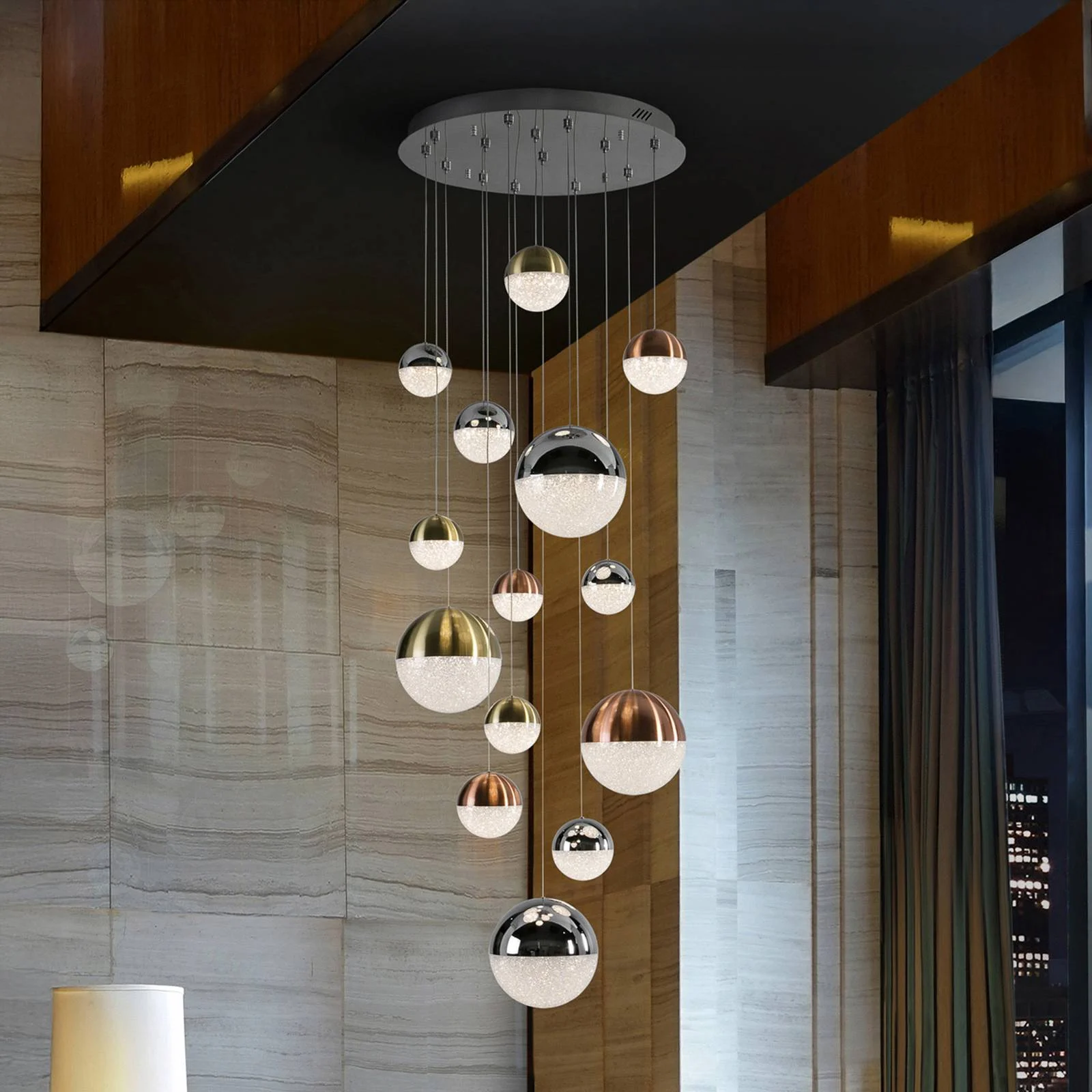 LED-Hängeleuchte Sphere, 14-fl.,dimmbar, Ø 60 cm, multicolor günstig online kaufen