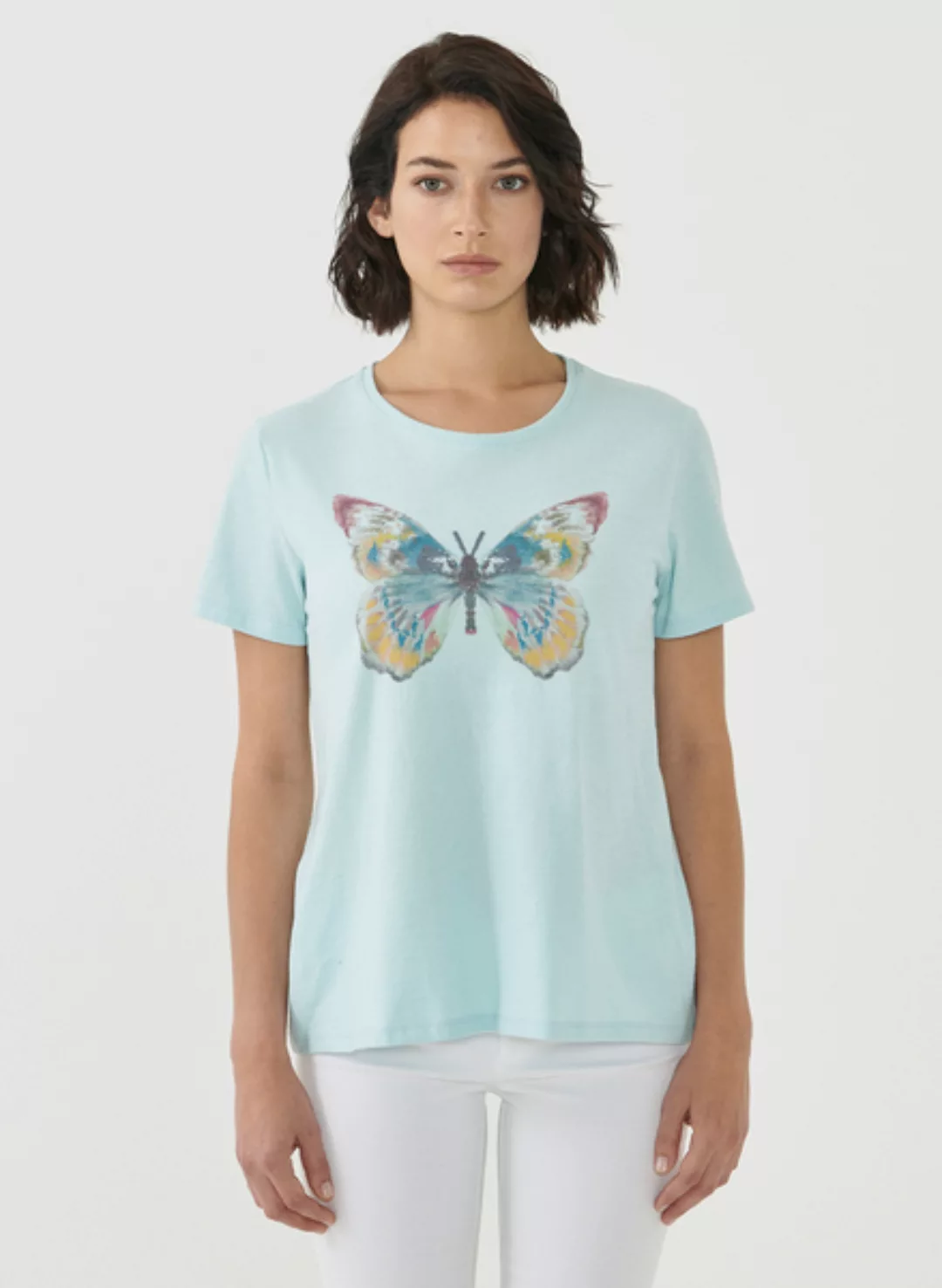 T-shirt Aus Bio-baumwolle Mit Schmetterlings-print günstig online kaufen