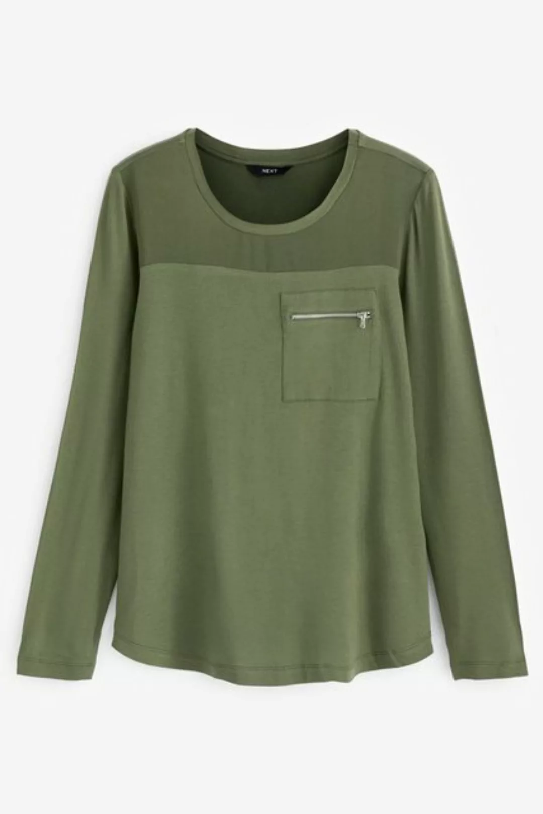 Next Langarmshirt Langärmeliges T-Shirt mit Reißverschlusstasche (1-tlg) günstig online kaufen