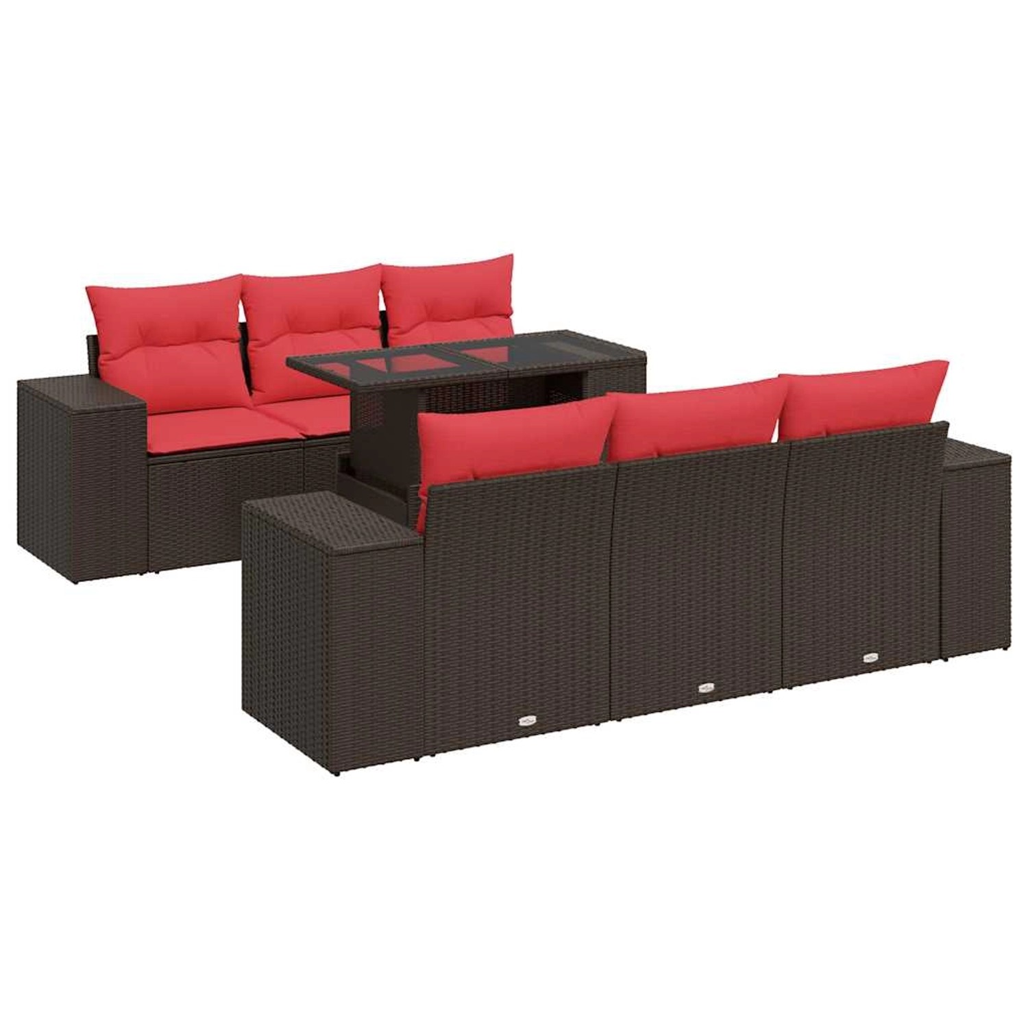 vidaXL 7-Tlg Garten-Sofagarnitur mit Kissen Braun Poly Rattan Akazie 332674 günstig online kaufen