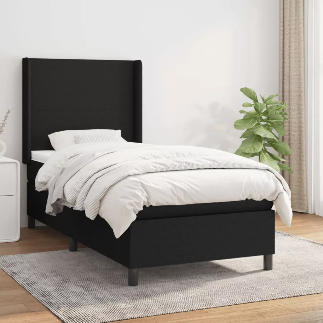 Vidaxl Boxspringbett Mit Matratze Schwarz 100x200 Cm Stoff günstig online kaufen