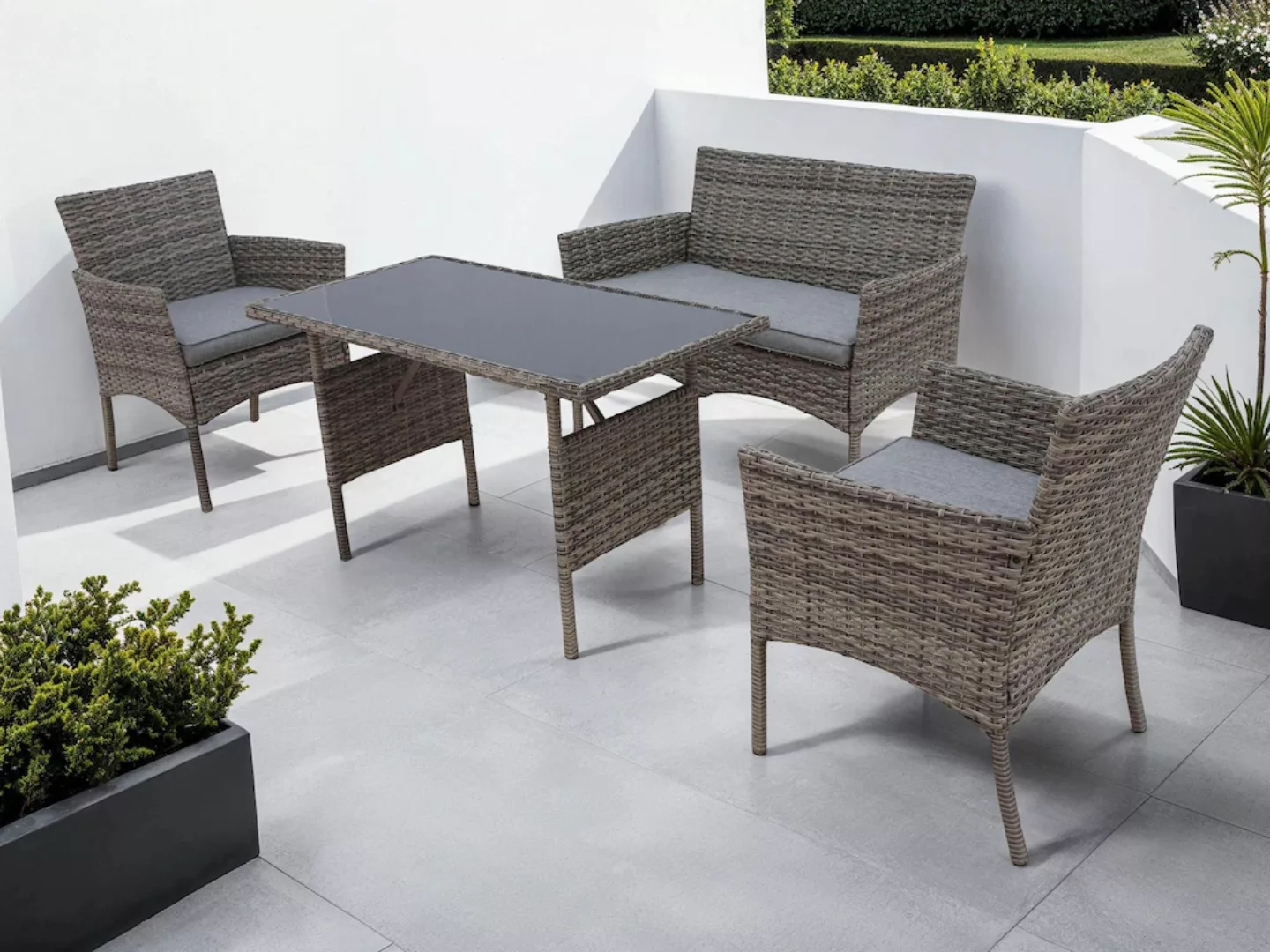 KONIFERA Gartenlounge-Set "Balkonset "Ronda"", (Set, 7 tlg., 1x2er Sofa, 2 günstig online kaufen