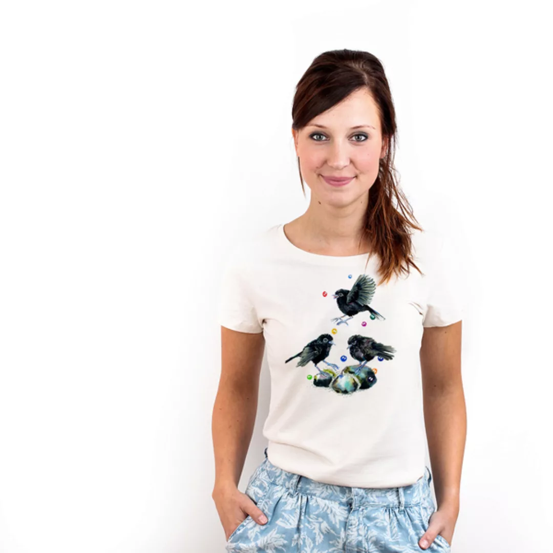 Black Robins - Printshirt Frauen Aus Biobaumwolle günstig online kaufen