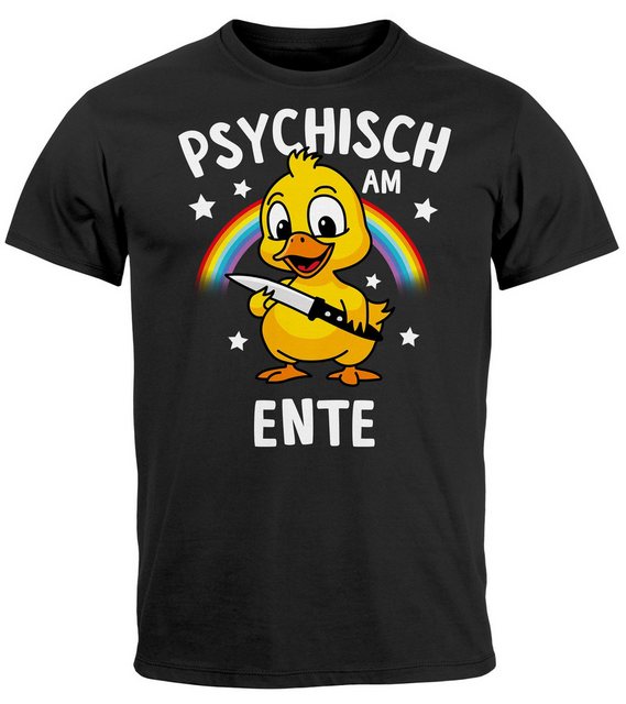 MoonWorks Print-Shirt Herren T-Shirt Psychisch am Ente Messer Witz Wortspie günstig online kaufen