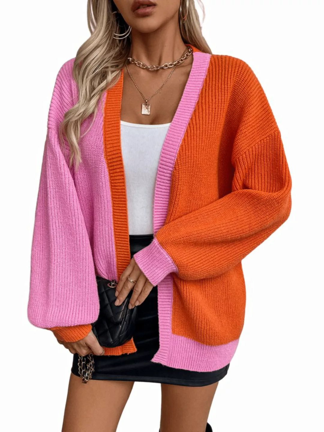 Nebelmeer Strickjacke Damen modischer, einfacher Pullover, Herbst- und Wint günstig online kaufen