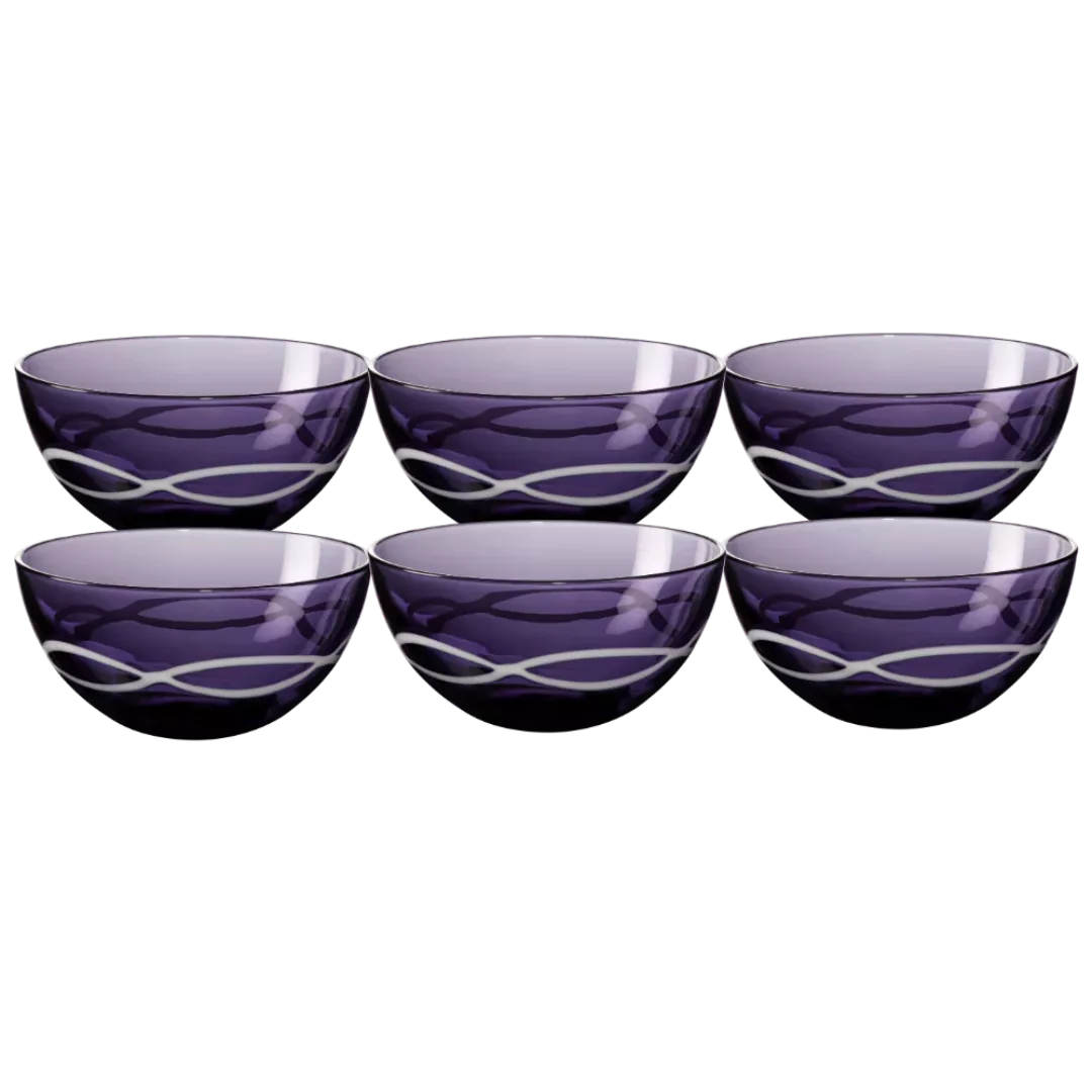 6 Schälchen Kompottschale Müßlischale Obst Glas lila violett Schale 12,5cm günstig online kaufen