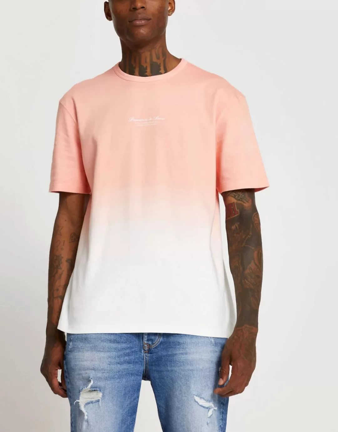 River Island – T-Shirt mit Batikmuster in Rosa günstig online kaufen