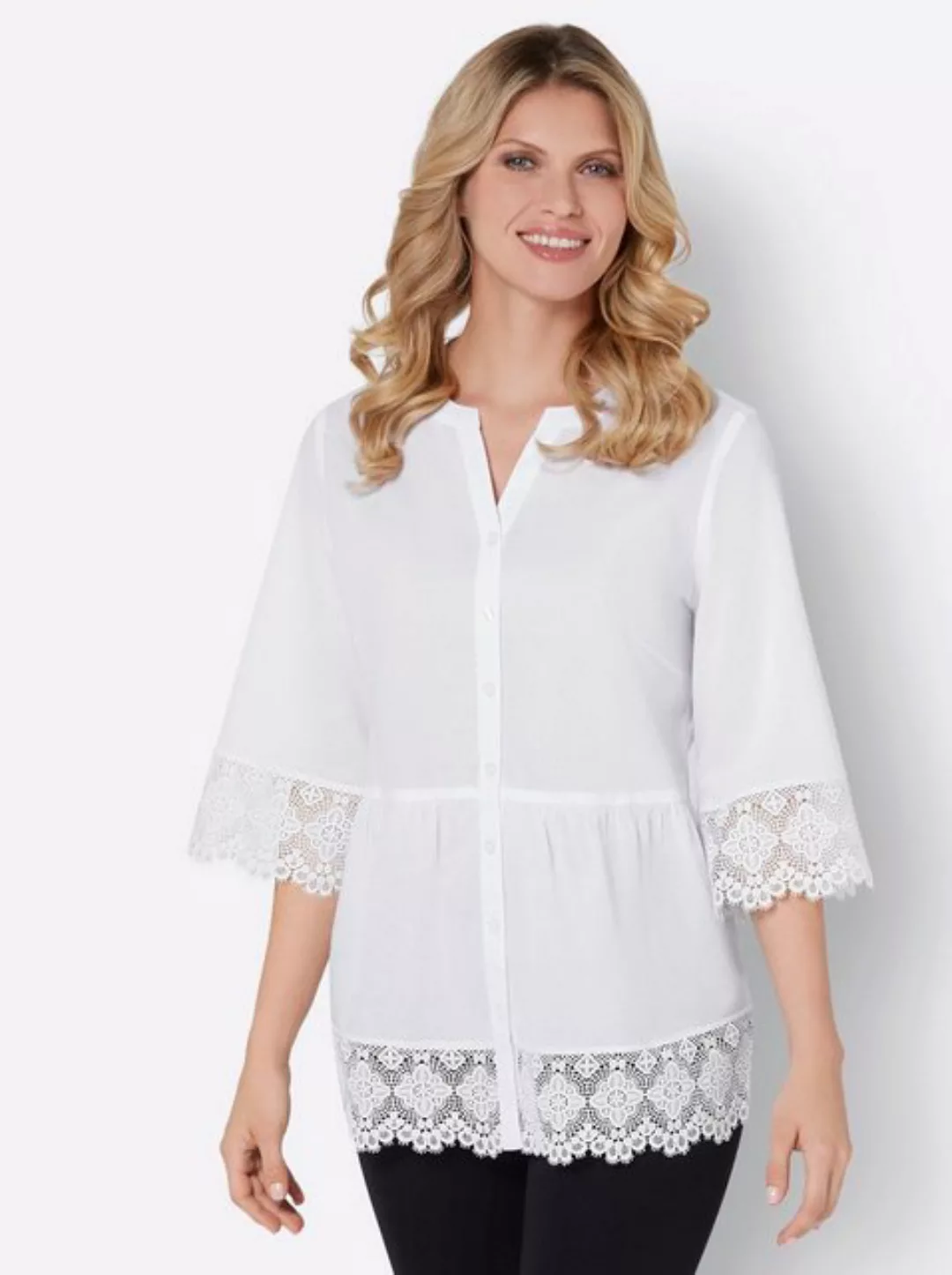 Sieh an! Klassische Bluse Spitzen-Bluse günstig online kaufen