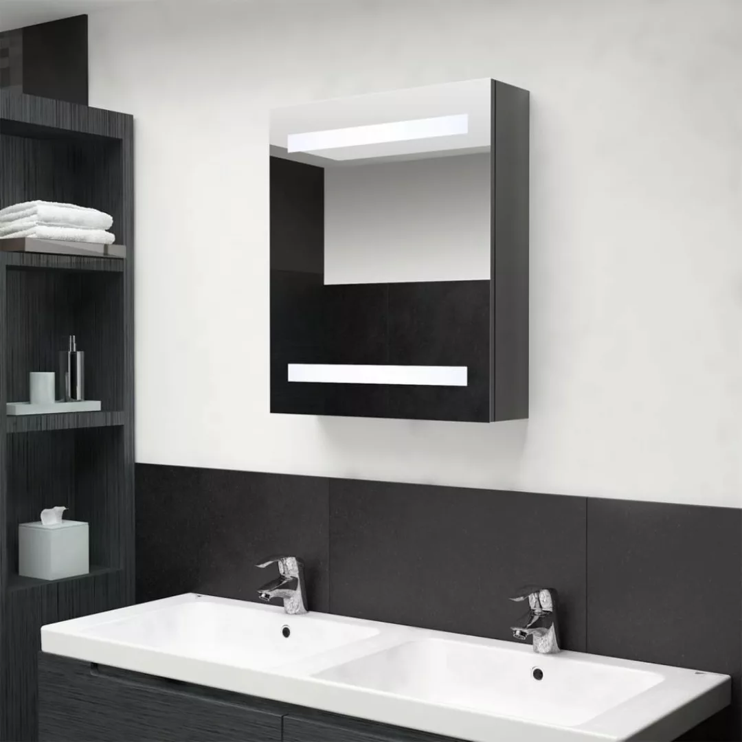 Led-bad-spiegelschrank Glänzendes Grau 50x14x60 Cm günstig online kaufen