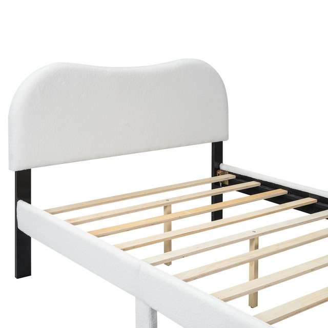 HAUSS SPLOE Kinderbett 140x200cm mit weißes Kopfteil, minimalistisches Desi günstig online kaufen