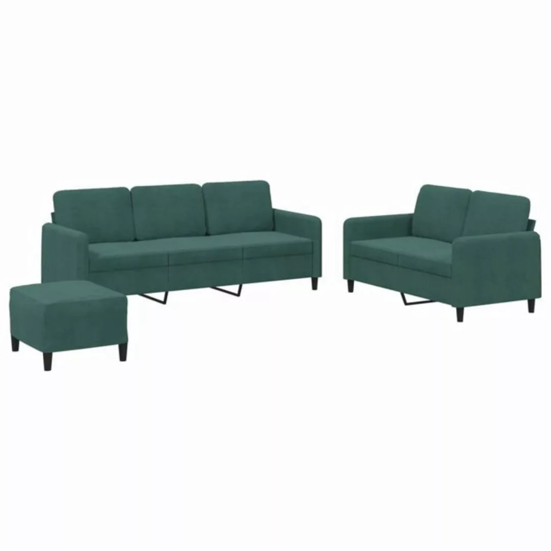 vidaXL Sofa 3-tlg. Sofagarnitur Dunkelgrün Samt günstig online kaufen