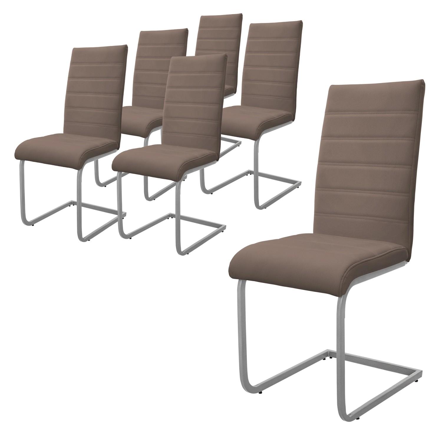 ML-Design Esszimmerstühle 6Er Set Braun Freischwinger Stuhl aus Kunstleder günstig online kaufen