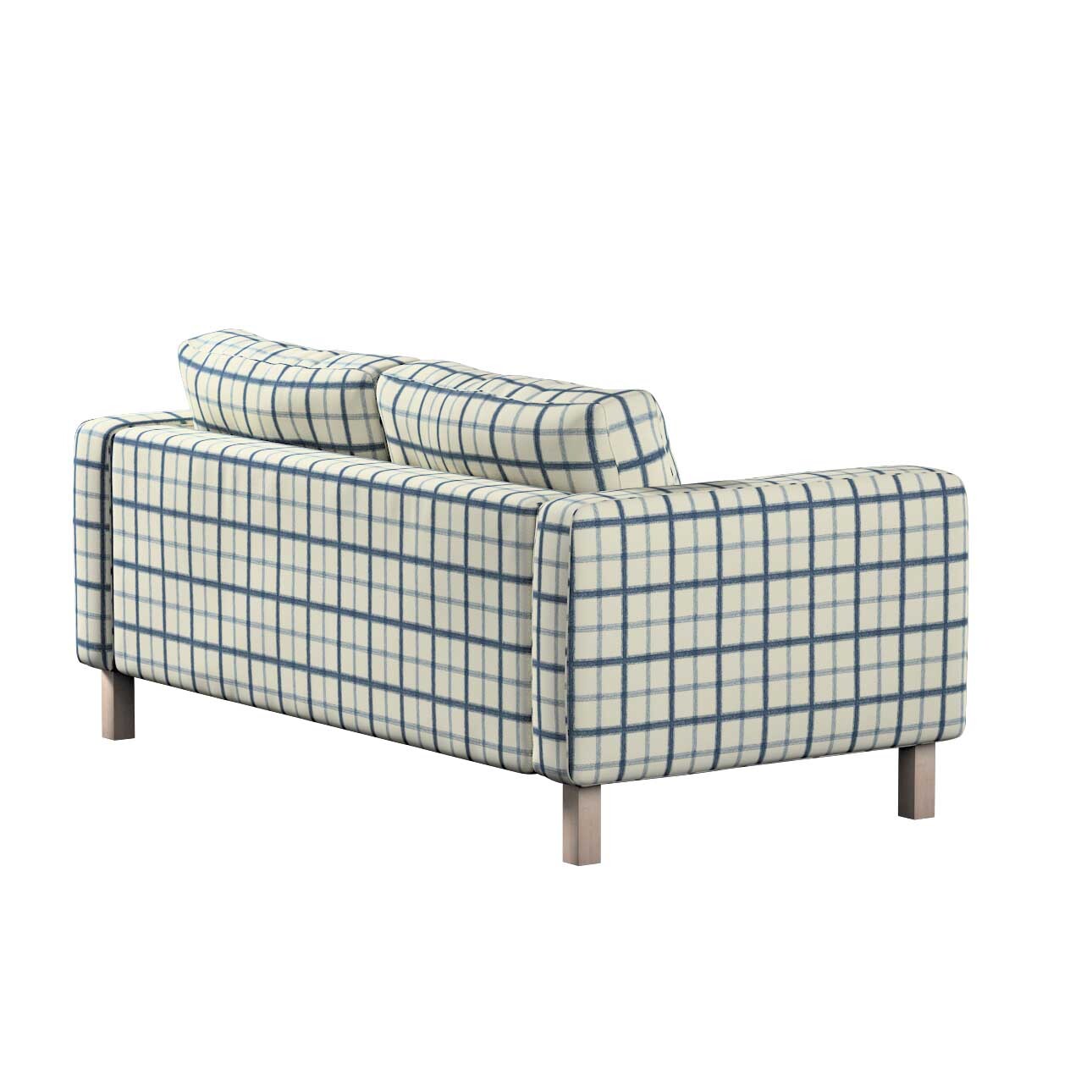 Bezug für Karlstad 2-Sitzer Sofa nicht ausklappbar, blau-creme, Sofahusse, günstig online kaufen