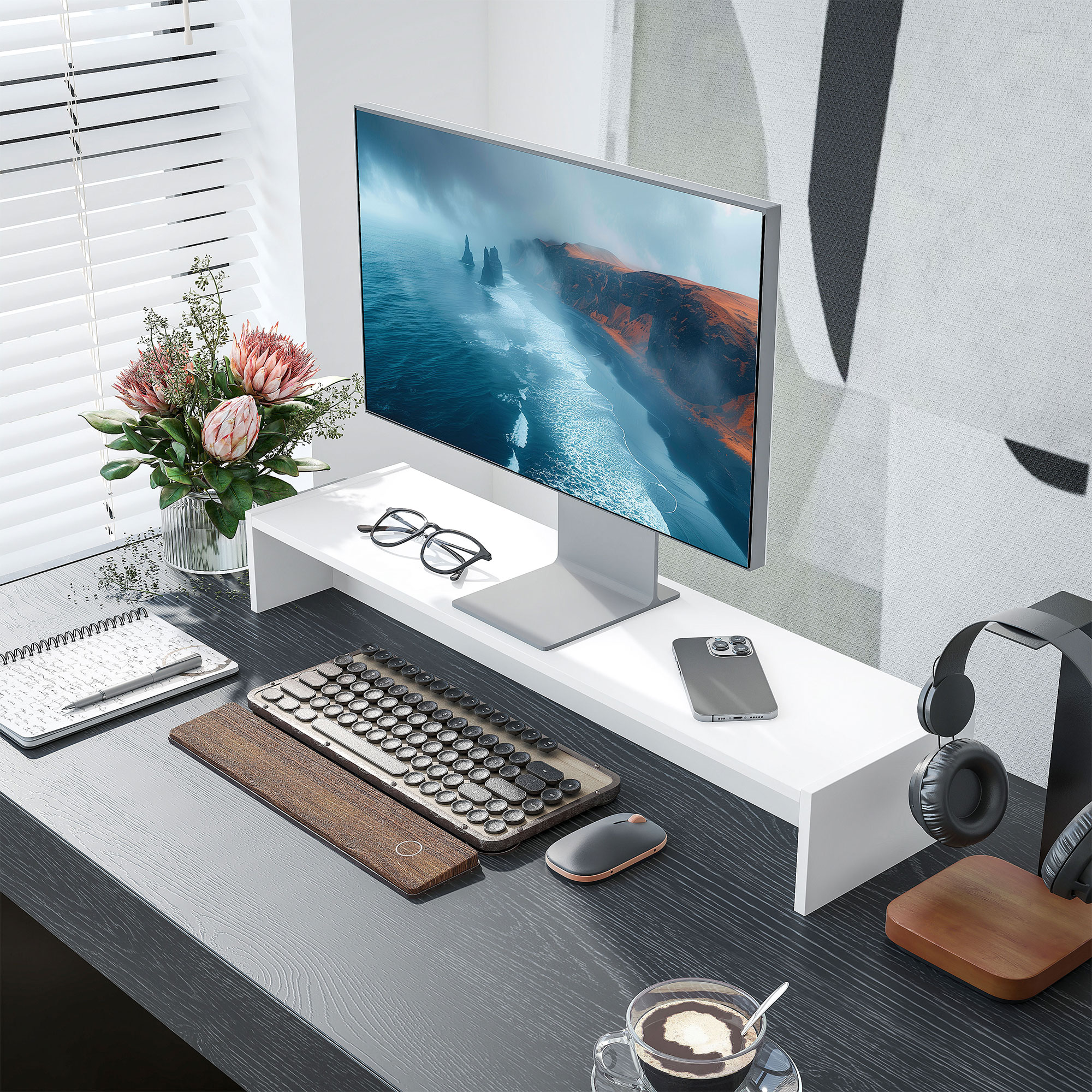 HOMCOM Monitorständer mit 2 Ablagefächern, Schreibtisch-Monitorständer aus günstig online kaufen