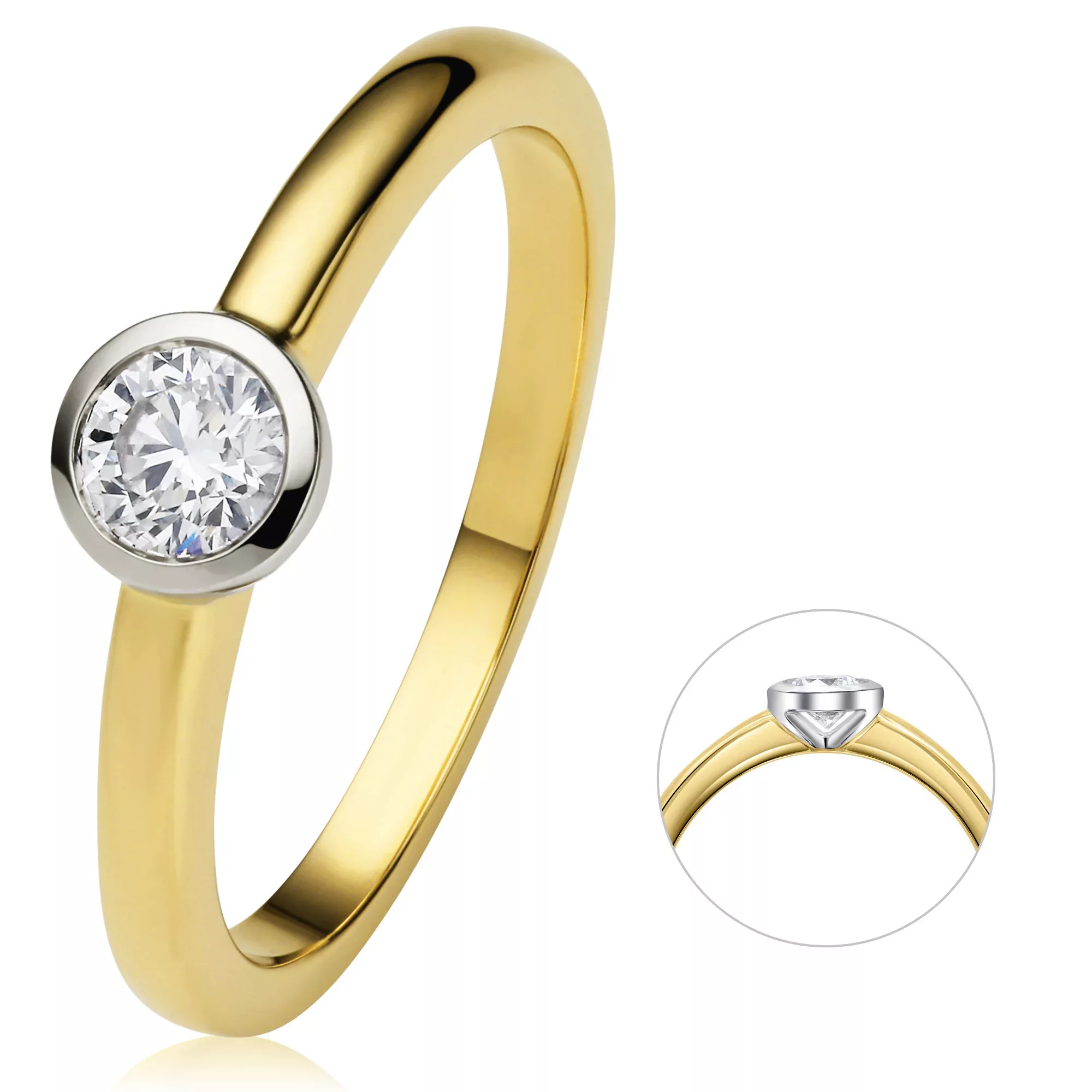 ONE ELEMENT Diamantring "0.25 ct Diamant Brillant Zarge Ring aus 585 Gelbgo günstig online kaufen
