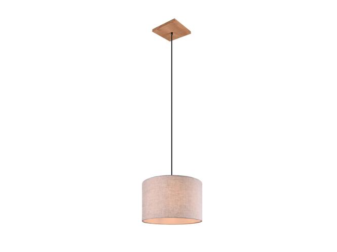 Pendelleuchte 1x E27 Beige 1 Stück Metall / Stoff Hellbraun günstig online kaufen