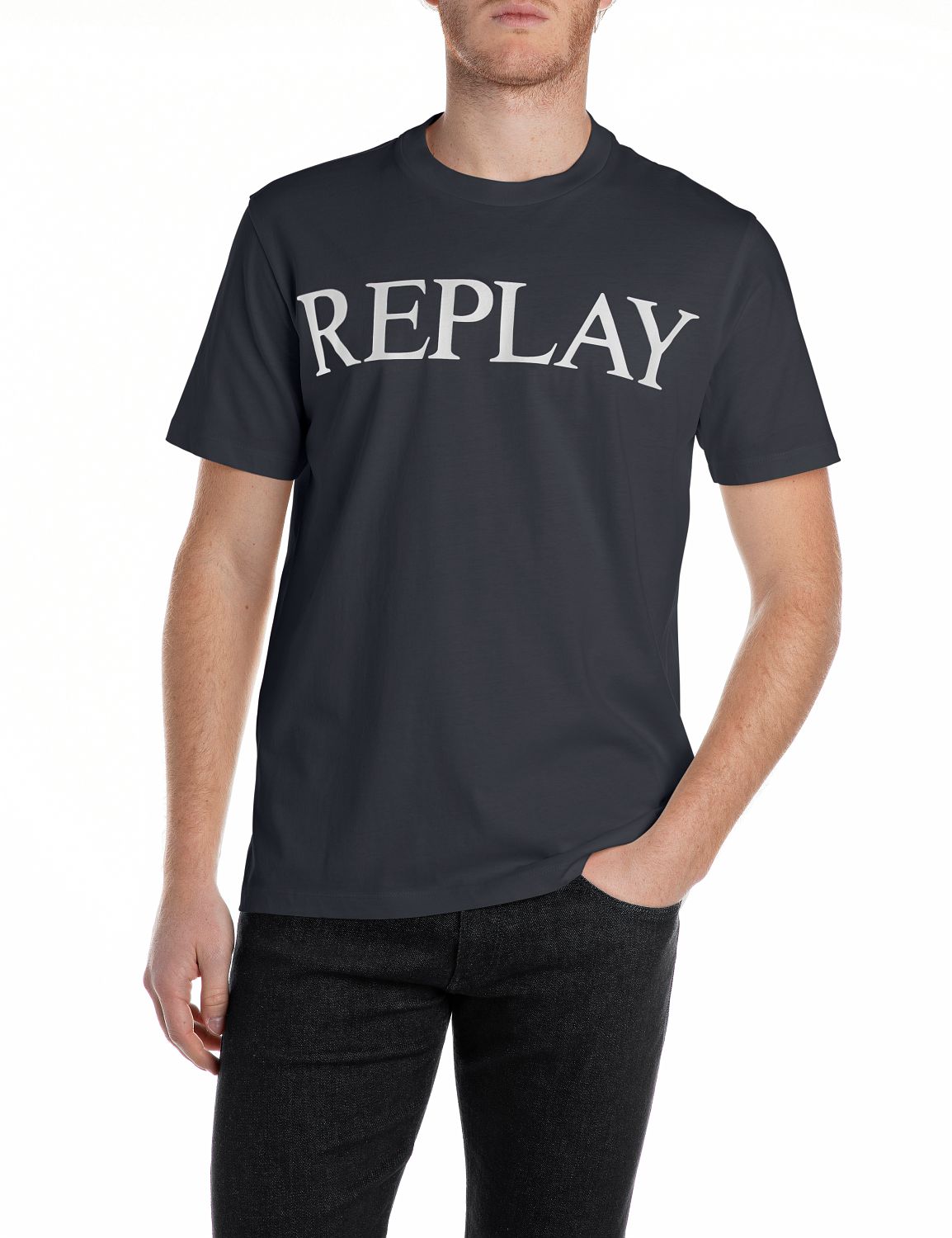 Replay Herren Rundhals T-Shirt BASIC JERSEY BIG 30/1 Regular Fit günstig online kaufen