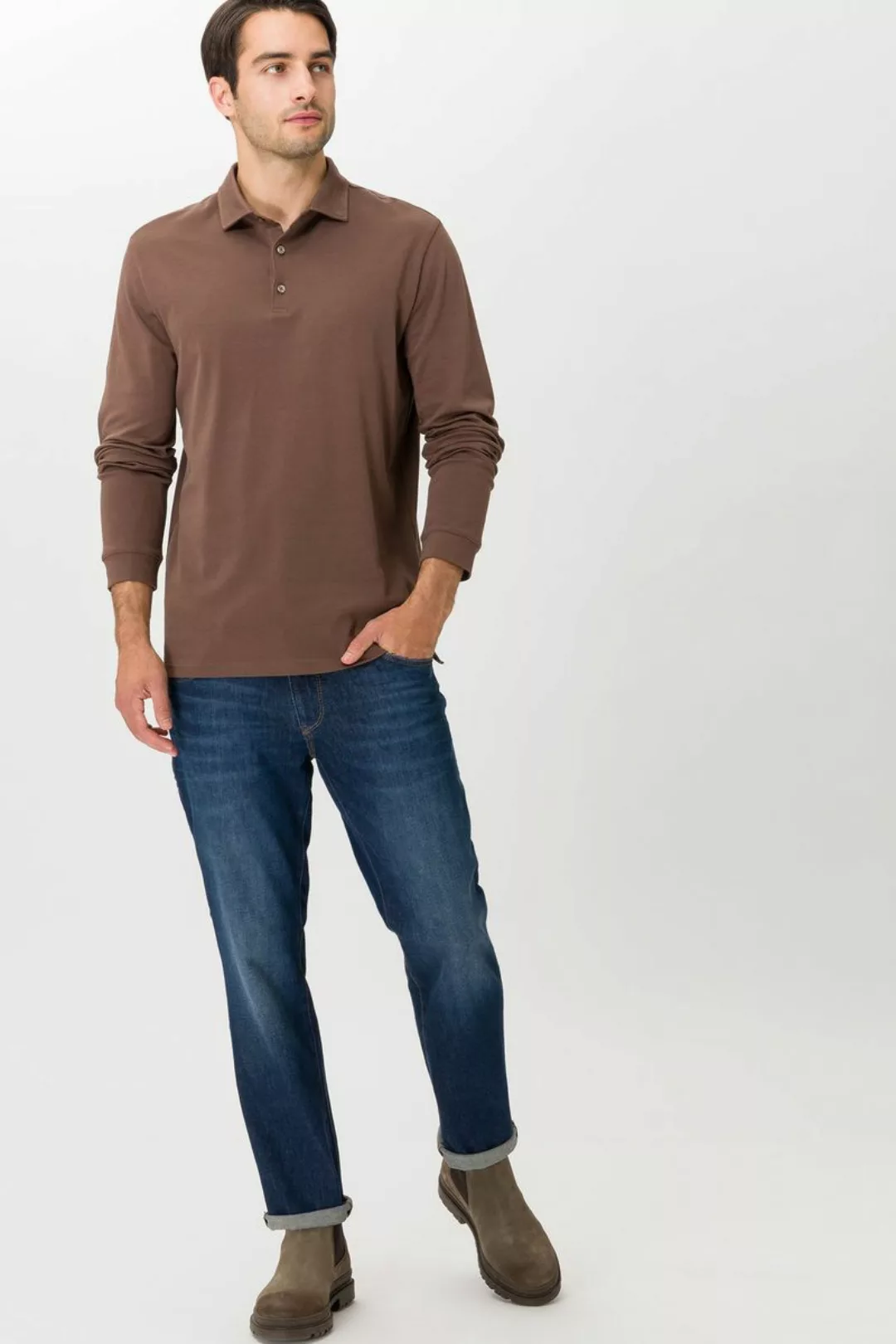 Brax Langarm-Poloshirt Pirlo Braun - Größe 5XL günstig online kaufen