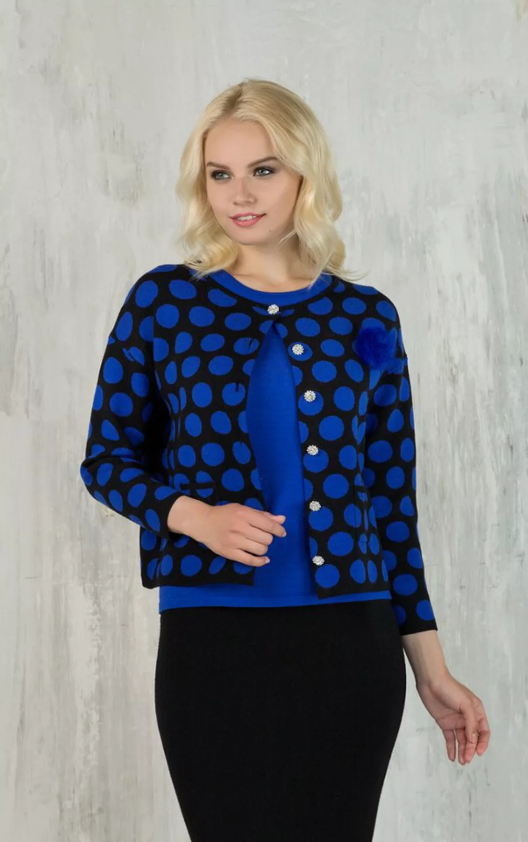 Passioni Strickjacke Twinset in Schwarz und Blau günstig online kaufen