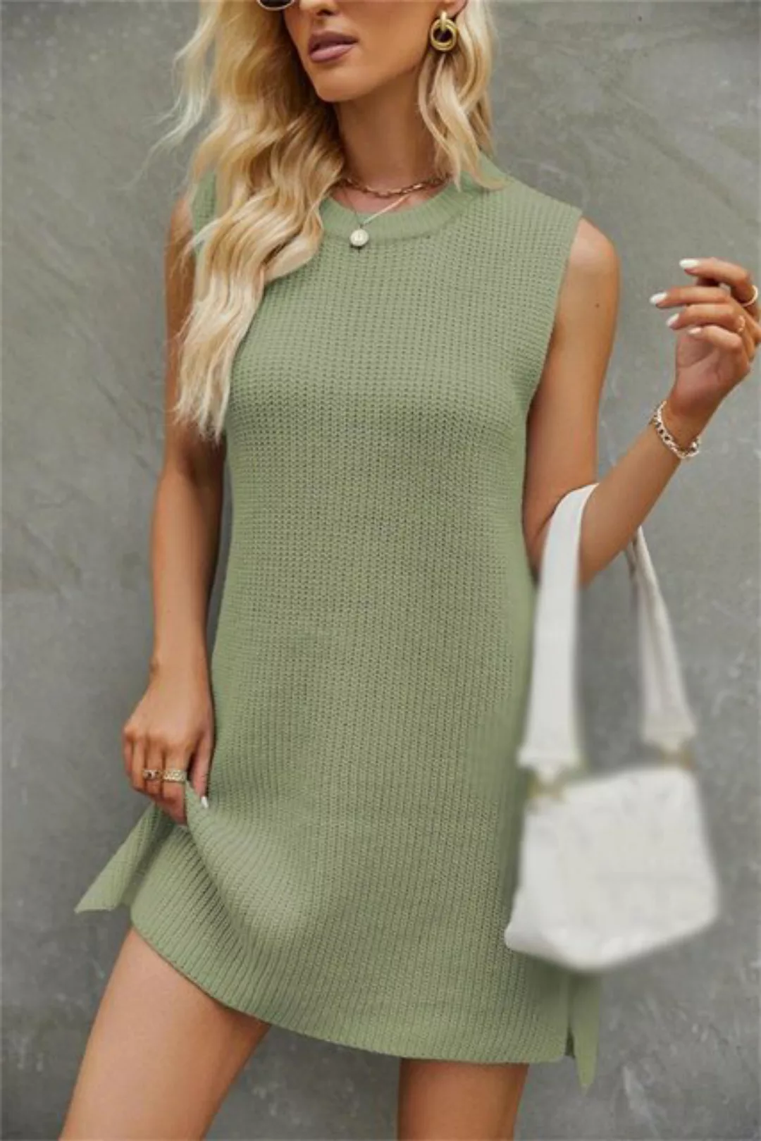 AFAZ New Trading UG Sommerkleid Einfarbiger Strickrock mit Rundhalsausschni günstig online kaufen