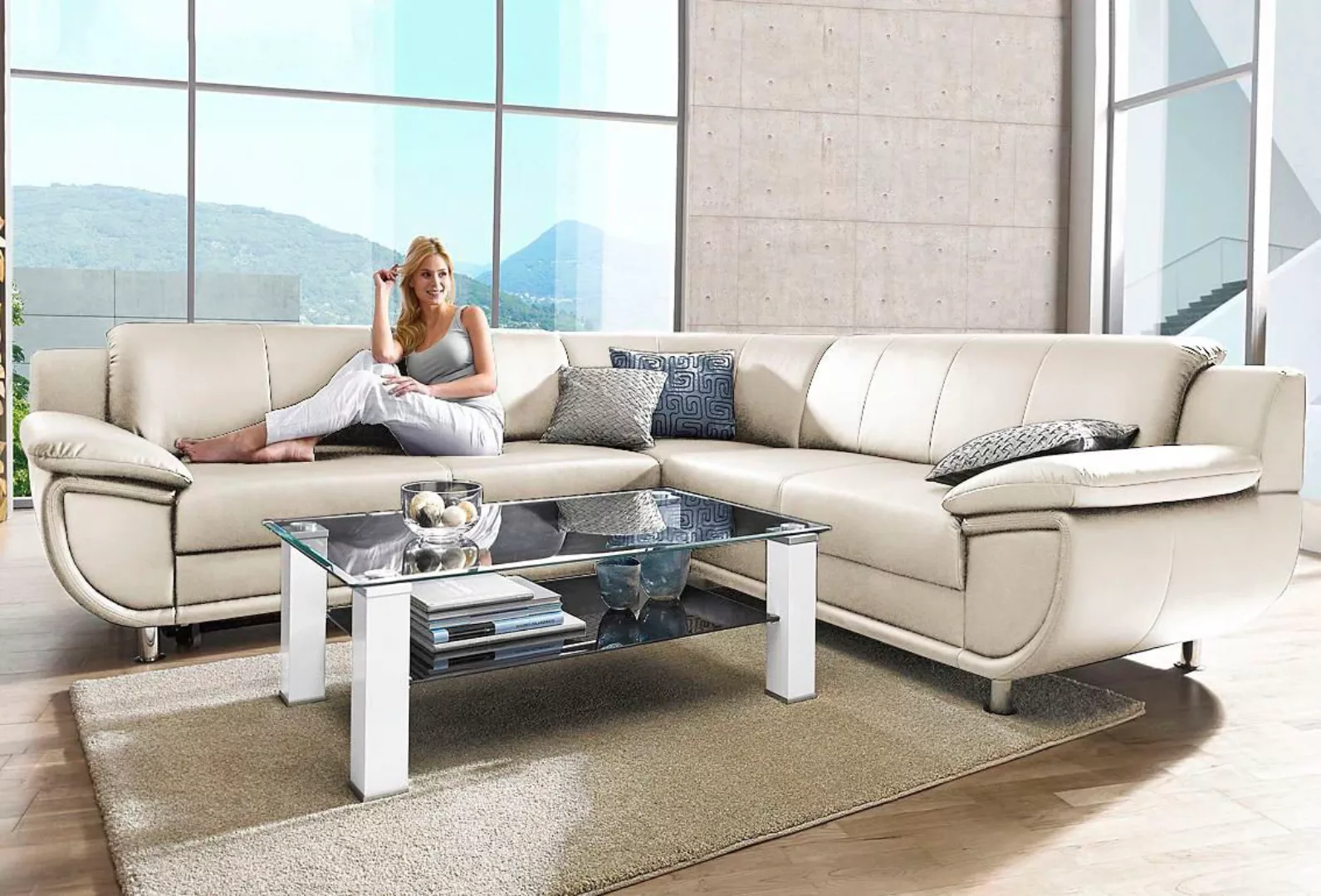 TRENDMANUFAKTUR Ecksofa "Rondo wahlweise mit Schlaffunktion, bequeme Armleh günstig online kaufen