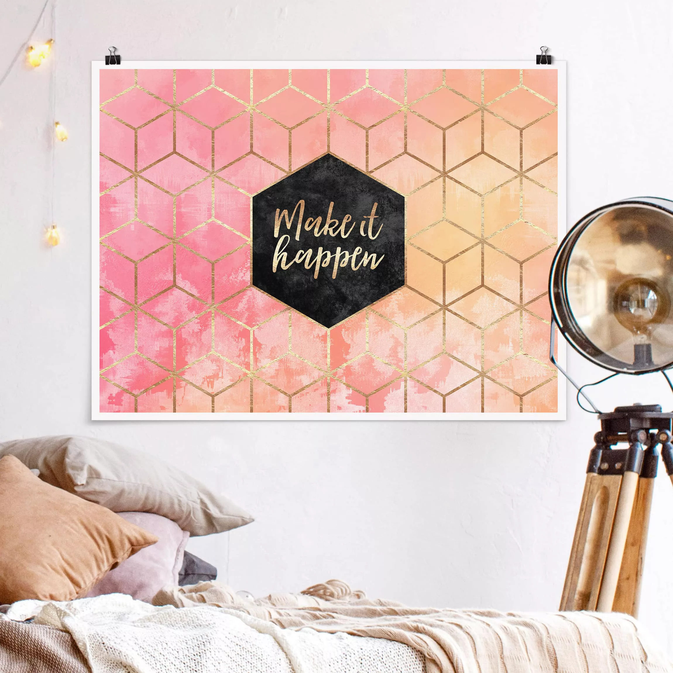 Poster Abstrakt - Querformat Make It Happen Geometrie Pastell günstig online kaufen