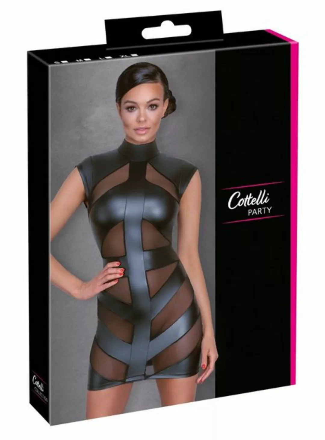 Cottelli Collection Minikleid Kleid mit Stehkragen schwarz sexy L (1-tlg) günstig online kaufen