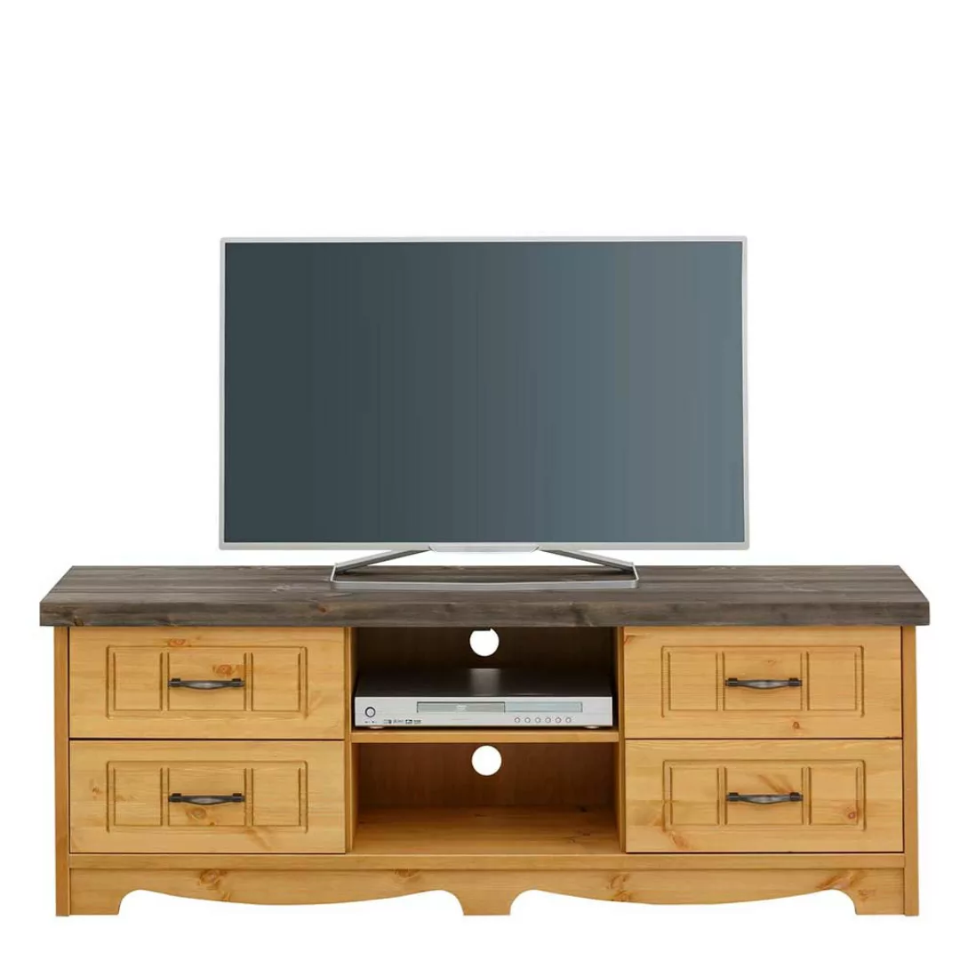 Landhaus TV Lowboard aus Kiefer Massivholz 148 cm breit günstig online kaufen