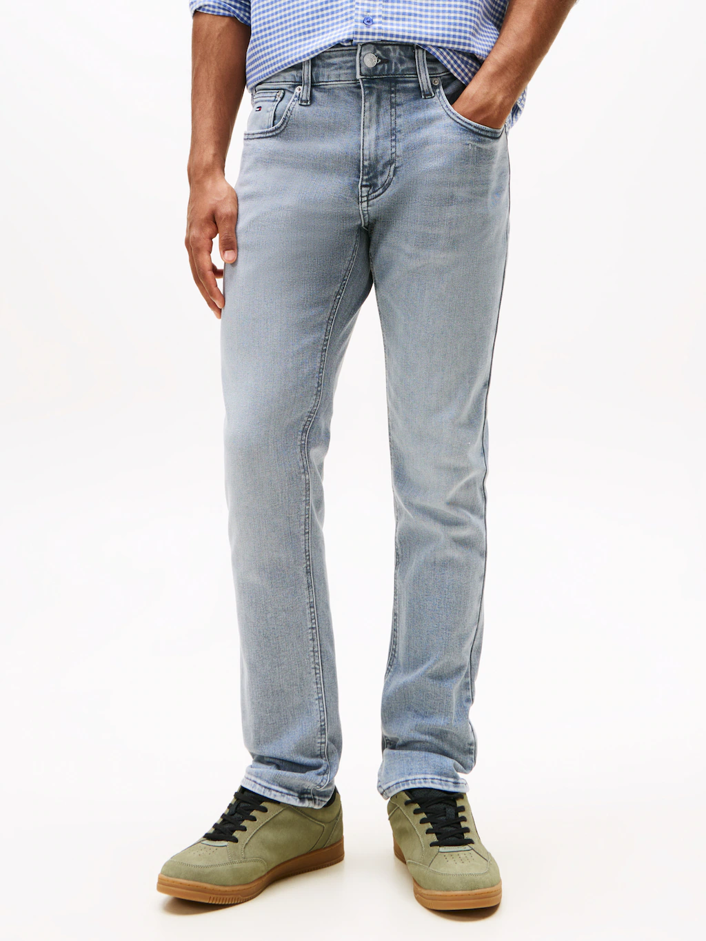 Tommy Jeans Gerade Jeans "Scanton Slim", Mit Markenlabel aus Leder hinten günstig online kaufen