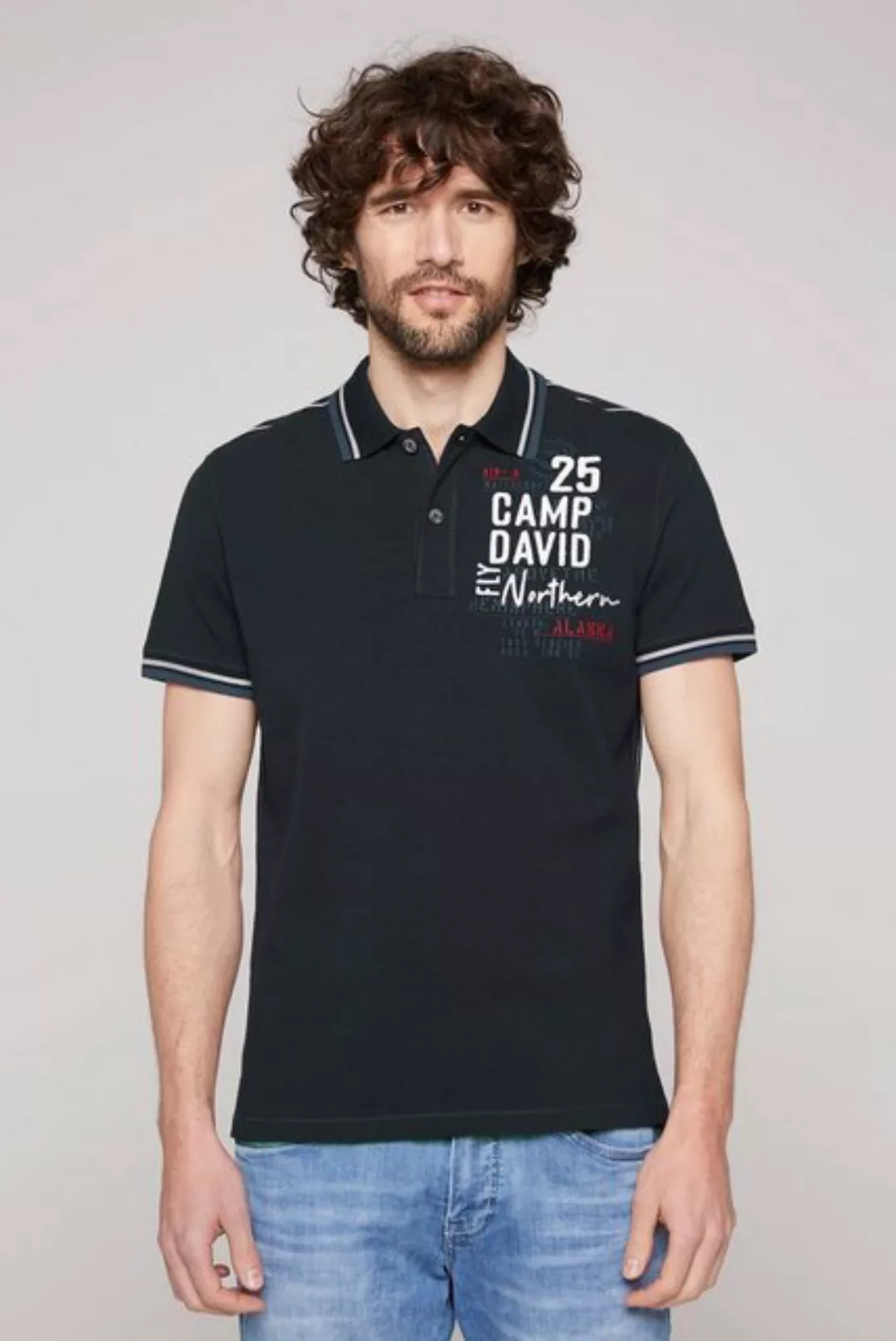 CAMP DAVID Poloshirt mit längerer Rückenpartie günstig online kaufen