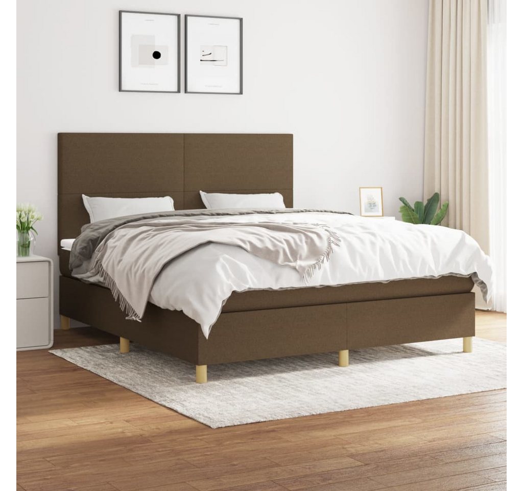 vidaXL Boxspringbett Boxspringbett mit Matratze Dunkelbraun 180x200 cm Stof günstig online kaufen