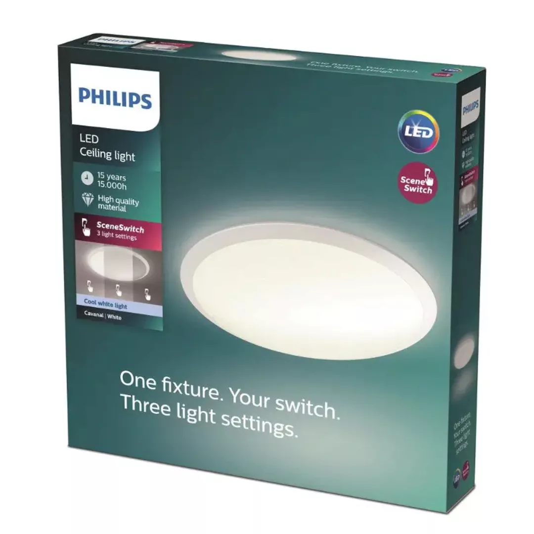 Philips LED Deckenleuchte Cavanal rund  in Weiß 18W 1600lm 4000K günstig online kaufen