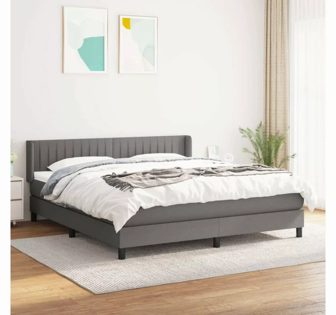 furnicato Bett Boxspringbett mit Matratze Dunkelgrau 160x200 cm Stoff günstig online kaufen