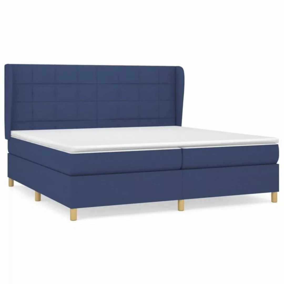 vidaXL Boxspringbett Boxspringbett mit Matratze Blau 200x200 cm Stoff Bett günstig online kaufen