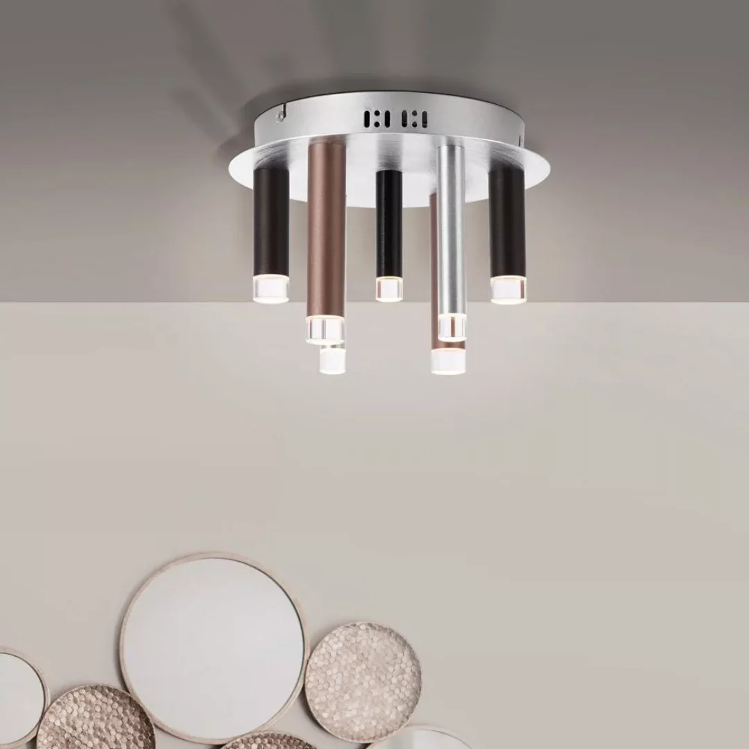 LED Deckenleuchte Cembalo in Aluminium und Schwarz 7x 4,29W 2900lm günstig online kaufen
