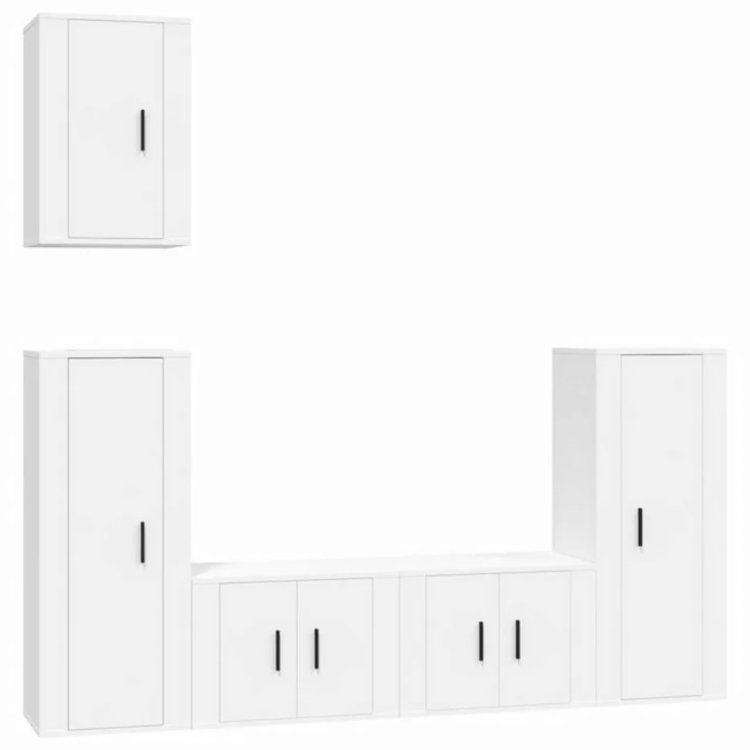 vidaXL TV-Schrank 5-tlg. TV-Schrank-Set Weiß Holzwerkstoff (5-St) günstig online kaufen