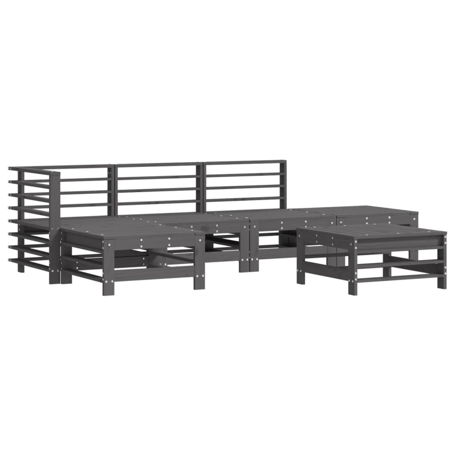 vidaXL 6-tlg Garten-Lounge-Set Grau Massivholz Kiefer Modell 8 günstig online kaufen