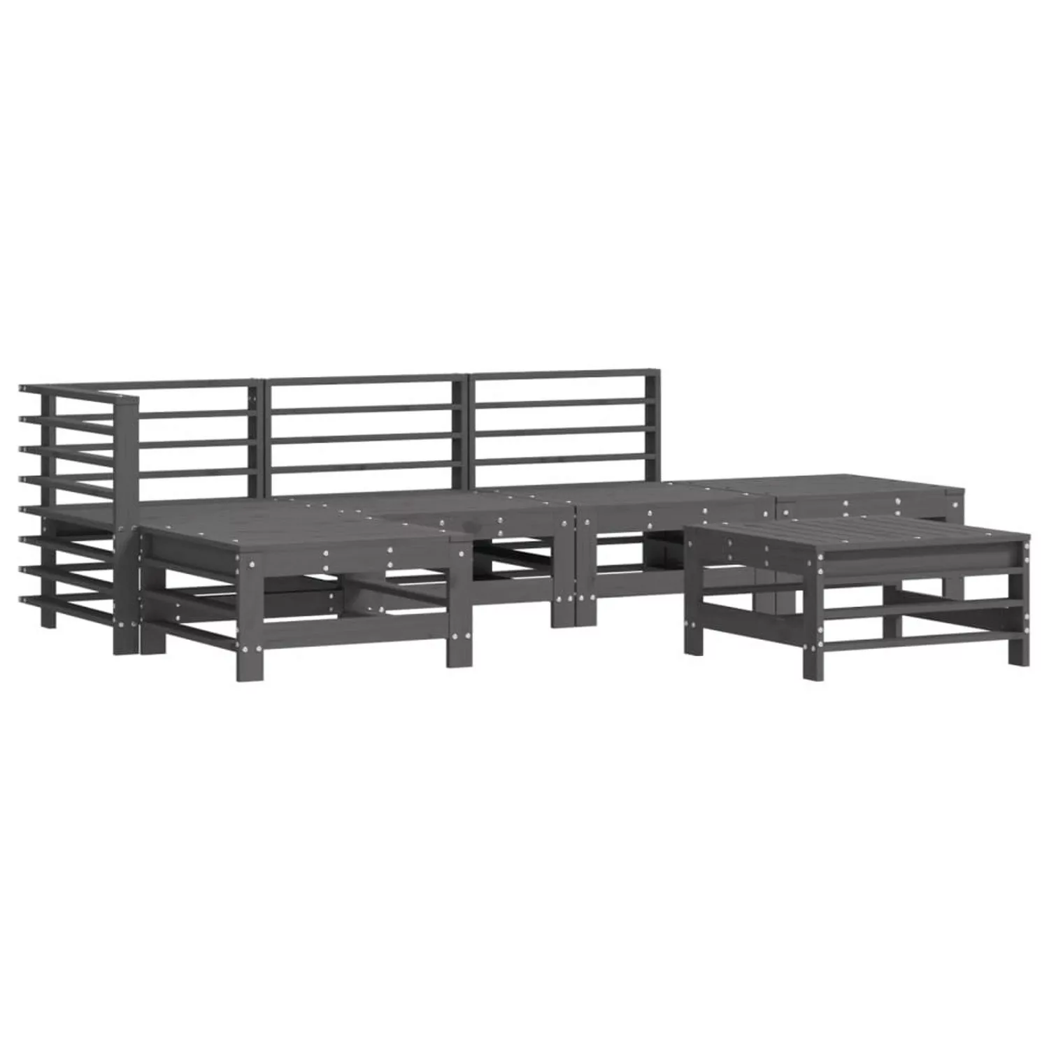 vidaXL 6-tlg Garten-Lounge-Set Grau Massivholz Kiefer Modell 8 günstig online kaufen