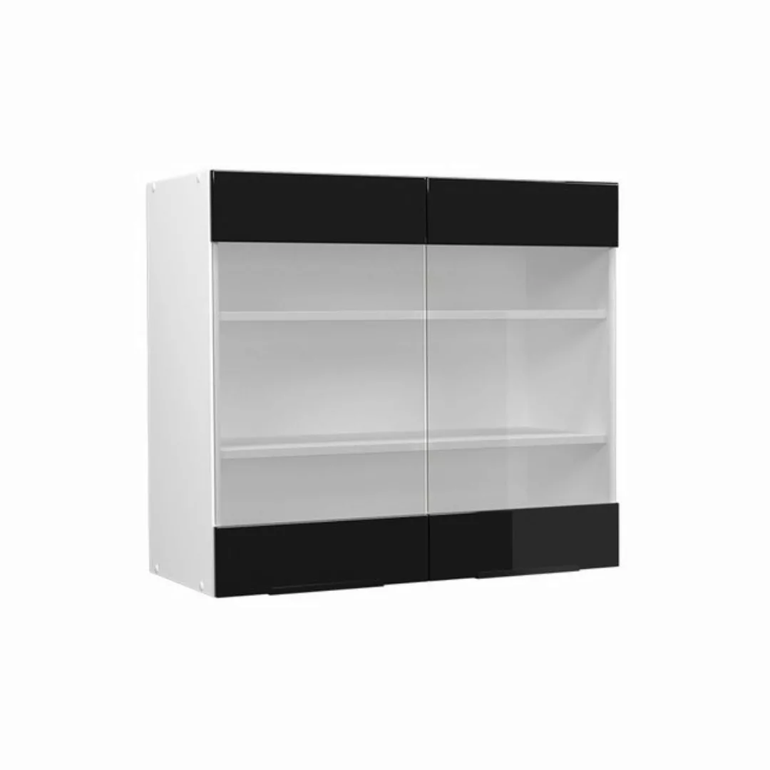 Vicco Glashängeschrank Fame-Line, Schwarz Hochglanz/Weiß, 80 cm günstig online kaufen