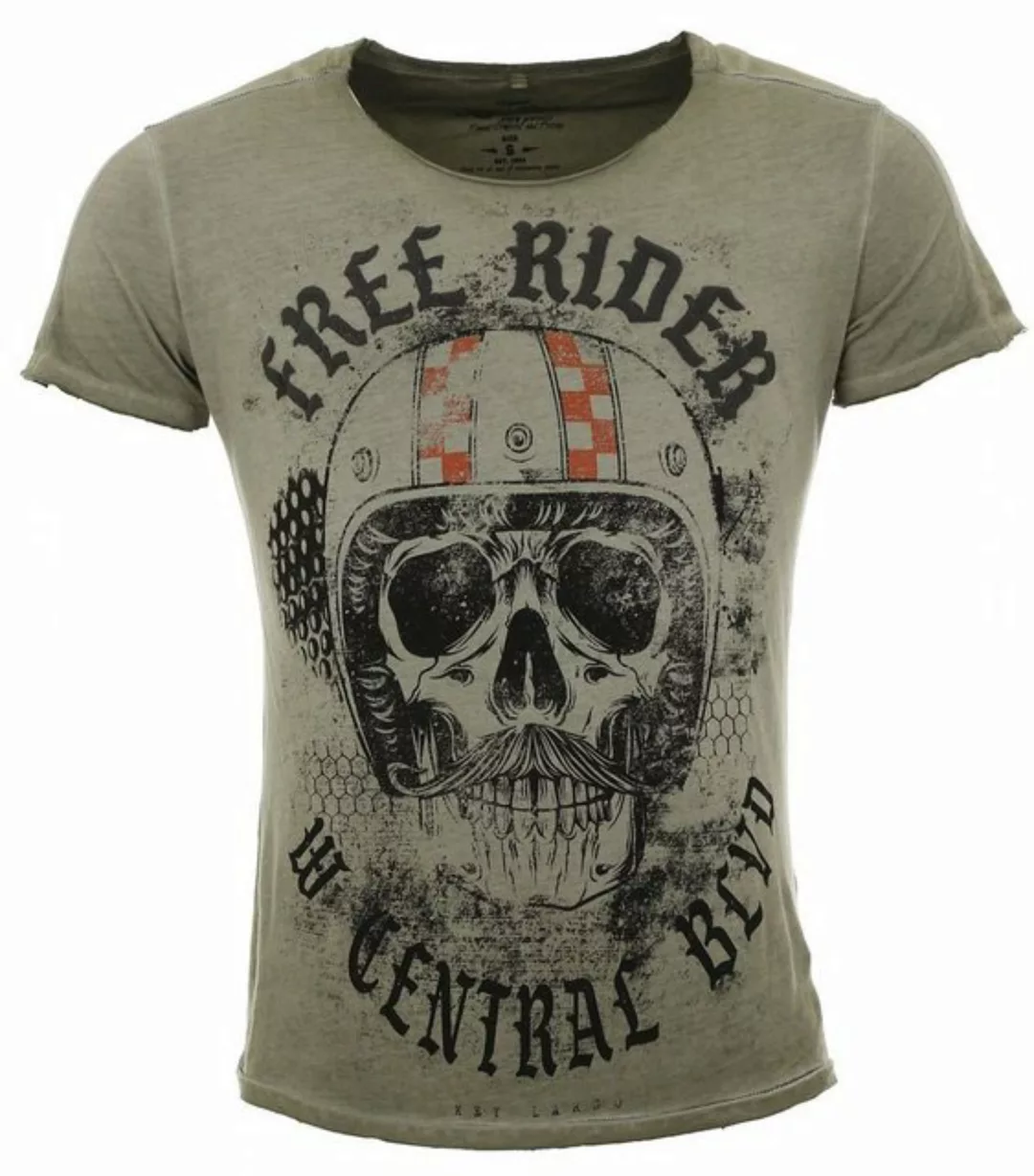 Key Largo T-Shirt für Herren Moustache Skull Totenkopf Print Motiv vintage günstig online kaufen