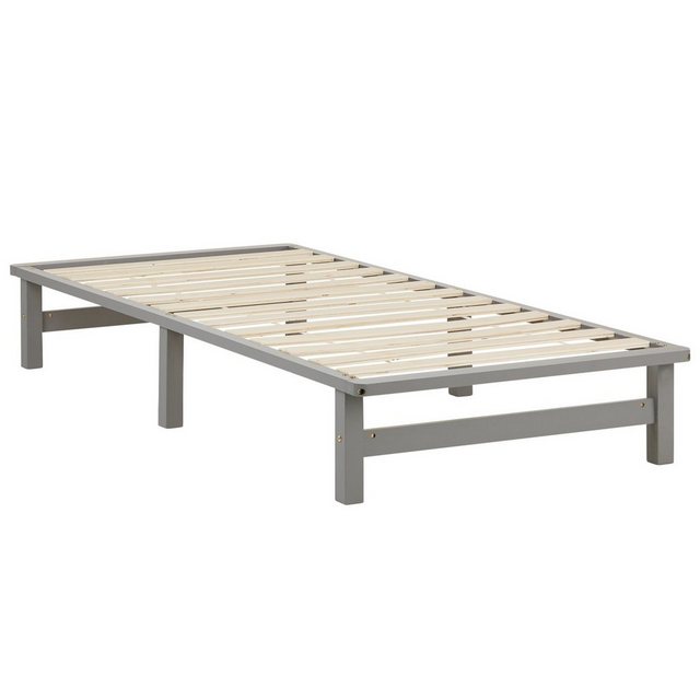 Homestyle4u Palettenbett 90 x 200 cm mit Lattenrost in Grau 2193 günstig online kaufen