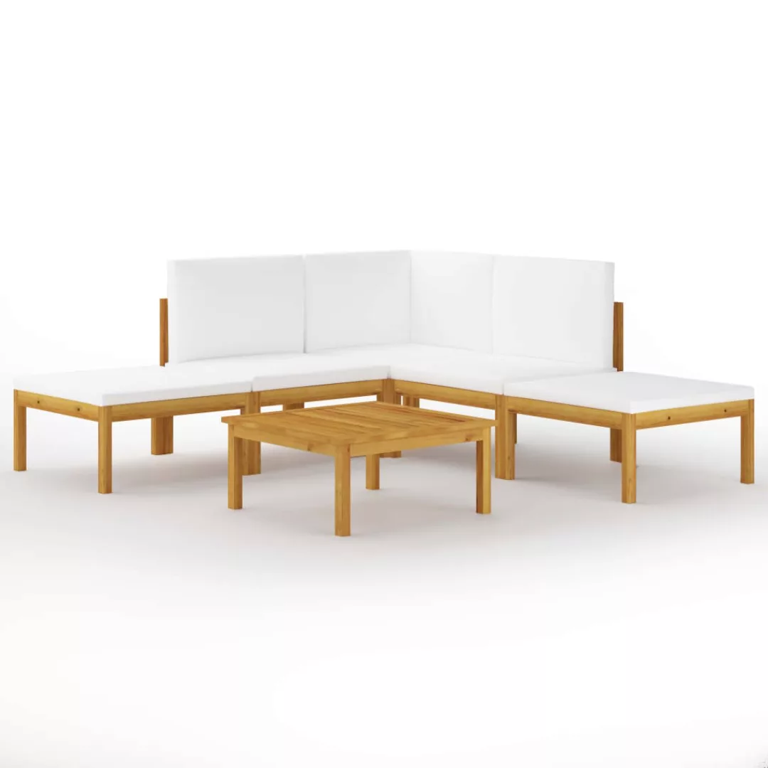 6-tlg. Garten-lounge-set Mit Kissen Creme Massivholz Akazie günstig online kaufen