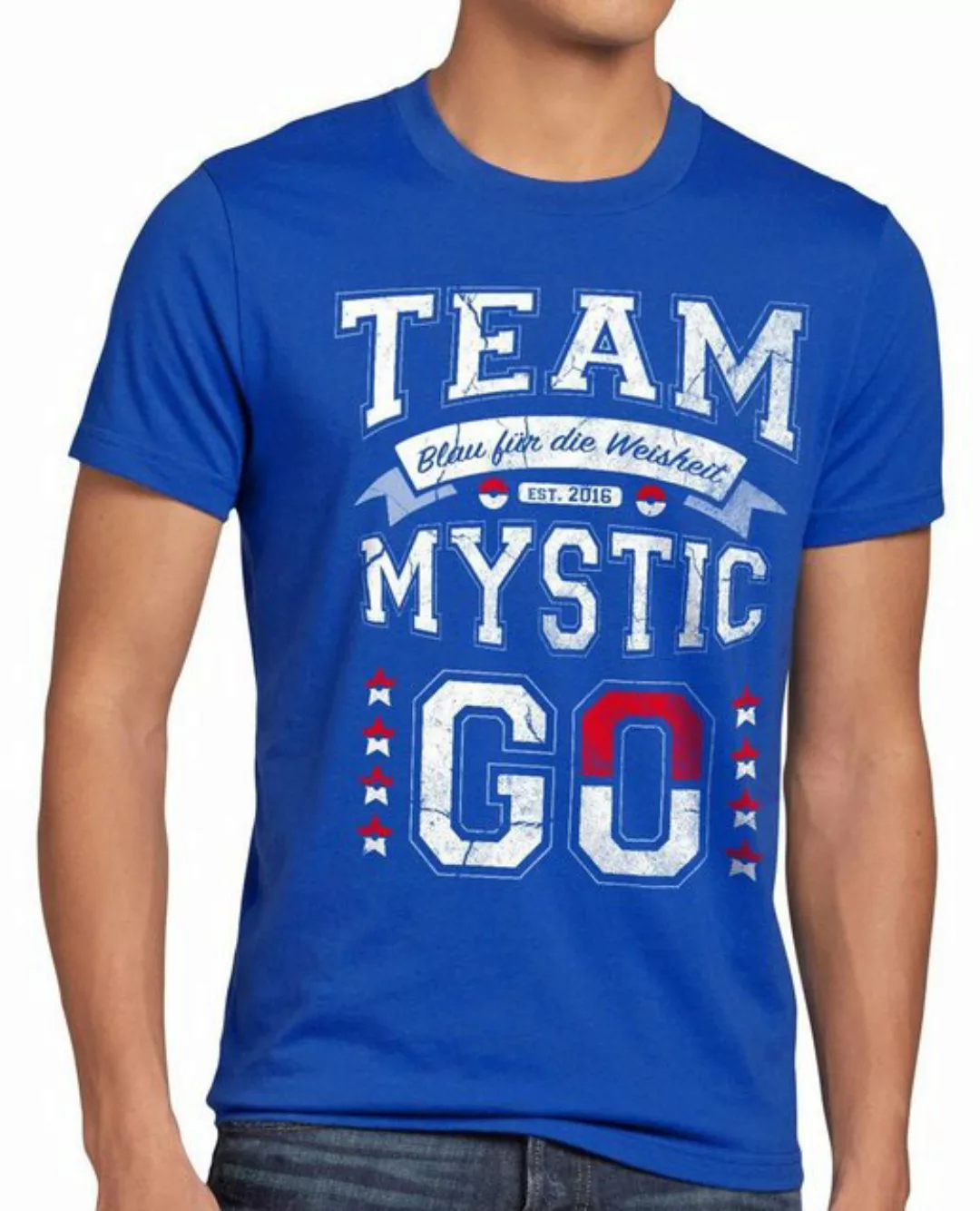 Print-Shirt Herren T-Shirt Team Blau Mystic Weisheit poke go catch em ball günstig online kaufen