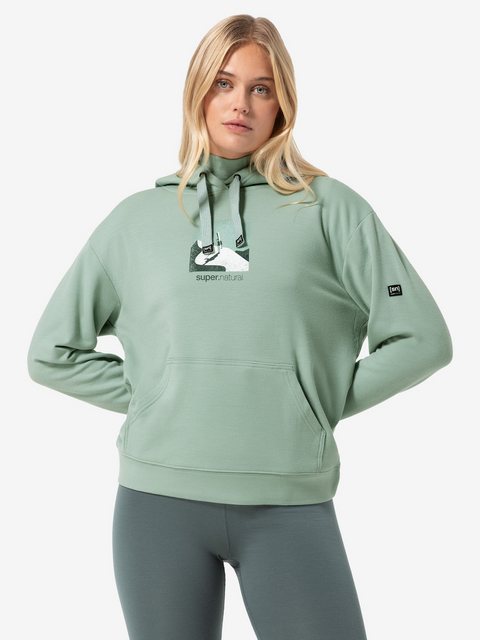 SUPER.NATURAL Hoodie für Damen, Merino ALMOST DONE mit Berg Motiv günstig online kaufen