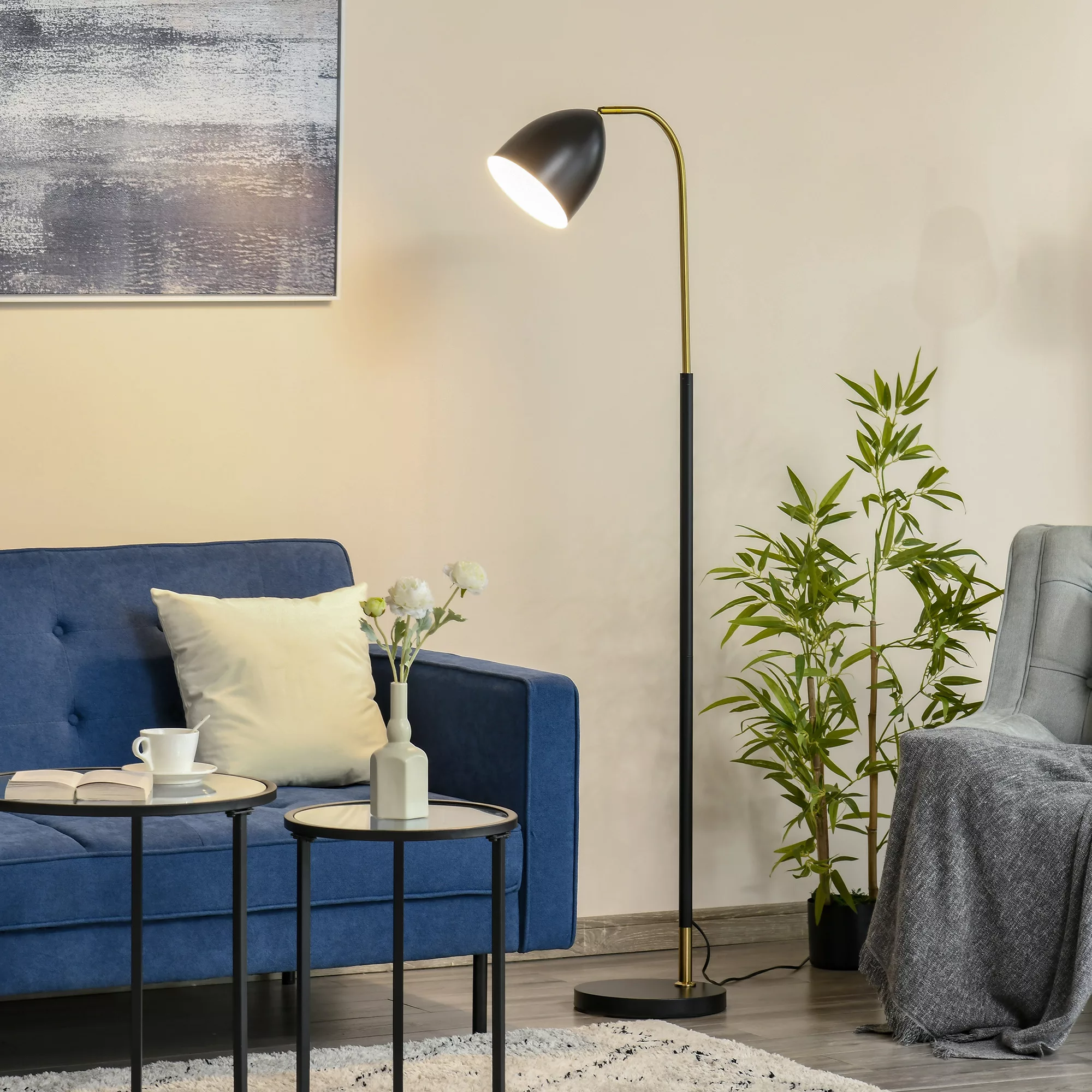 HOMCOM Bogenlampe  Moderne Stehlampe für Wohnzimmer, verstellbarer Schirm, günstig online kaufen