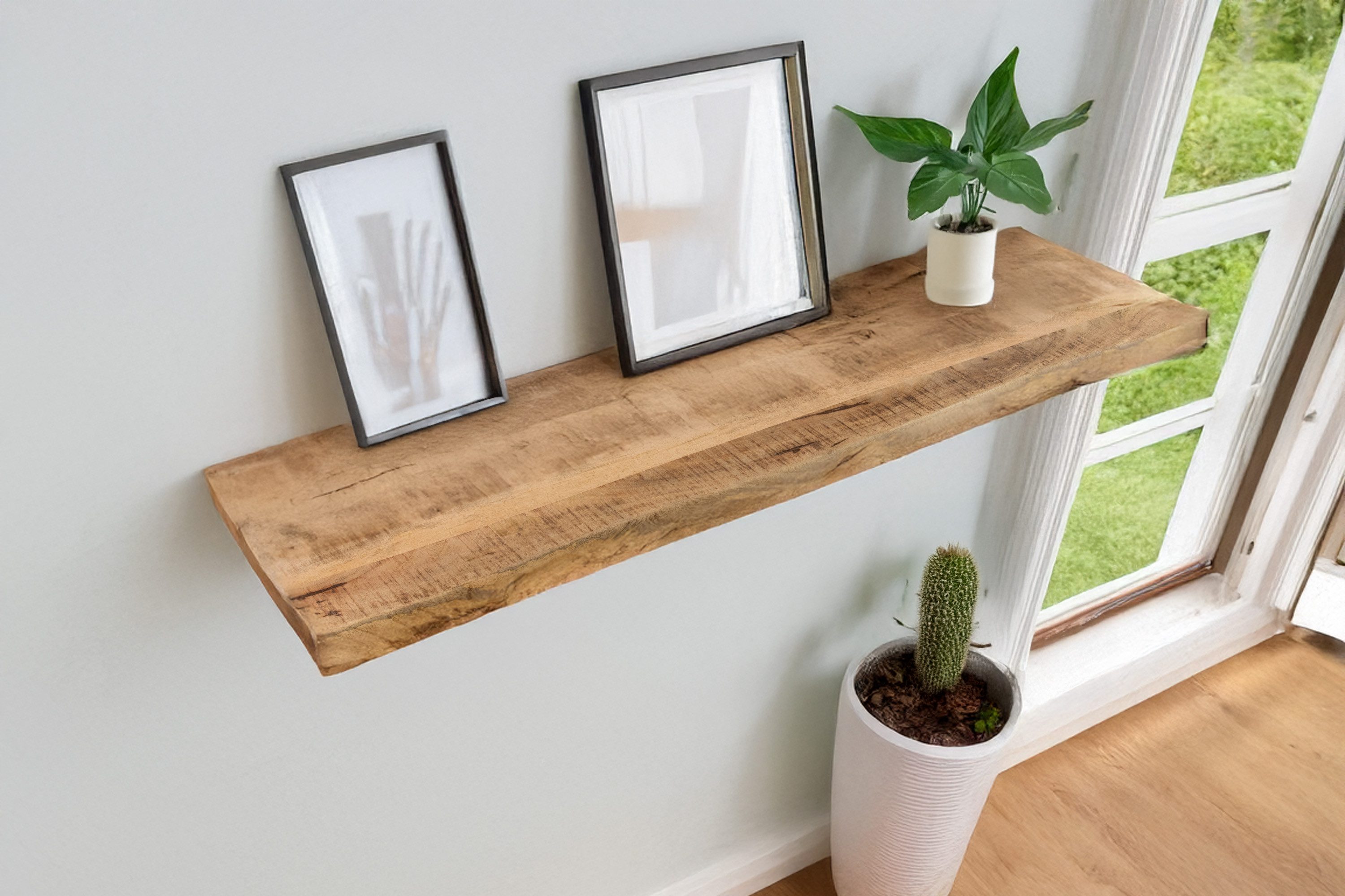 SAM® Wandregal Amara, massives Mangoholz, Baumkante, günstig online kaufen